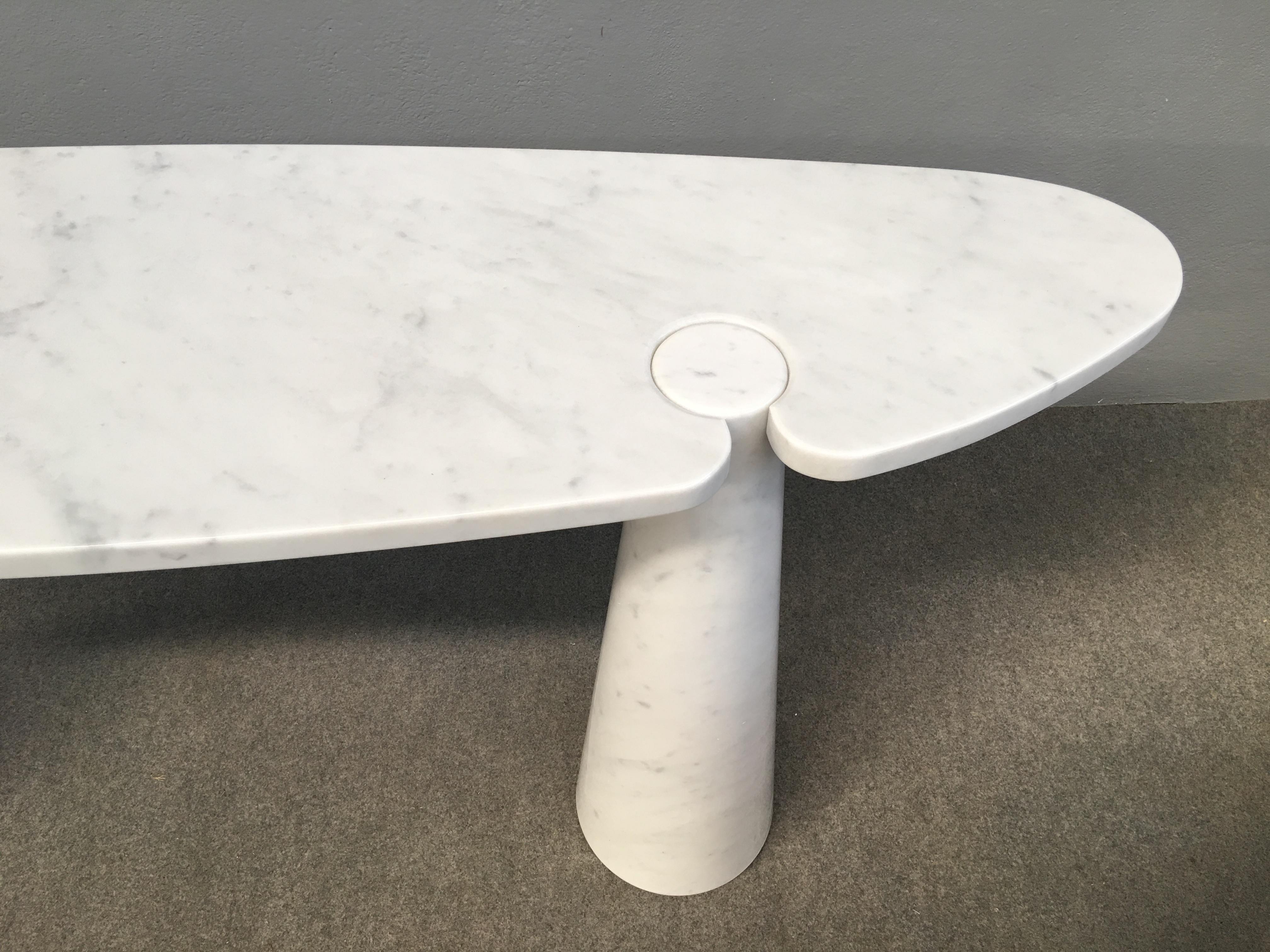 Amazing white marble console table by Angelo Mangiarotti 2