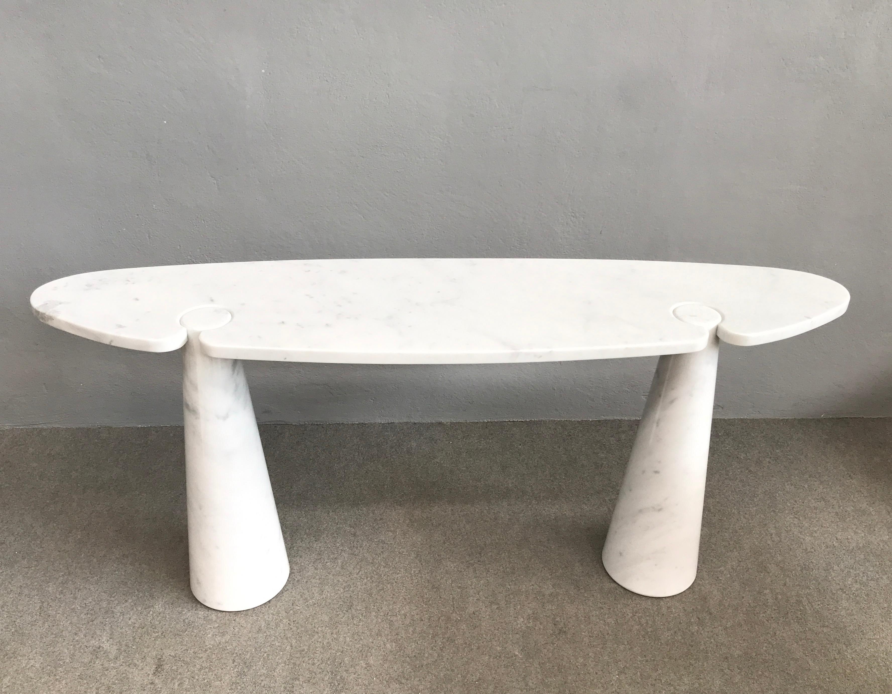 Amazing white marble console table by Angelo Mangiarotti 3