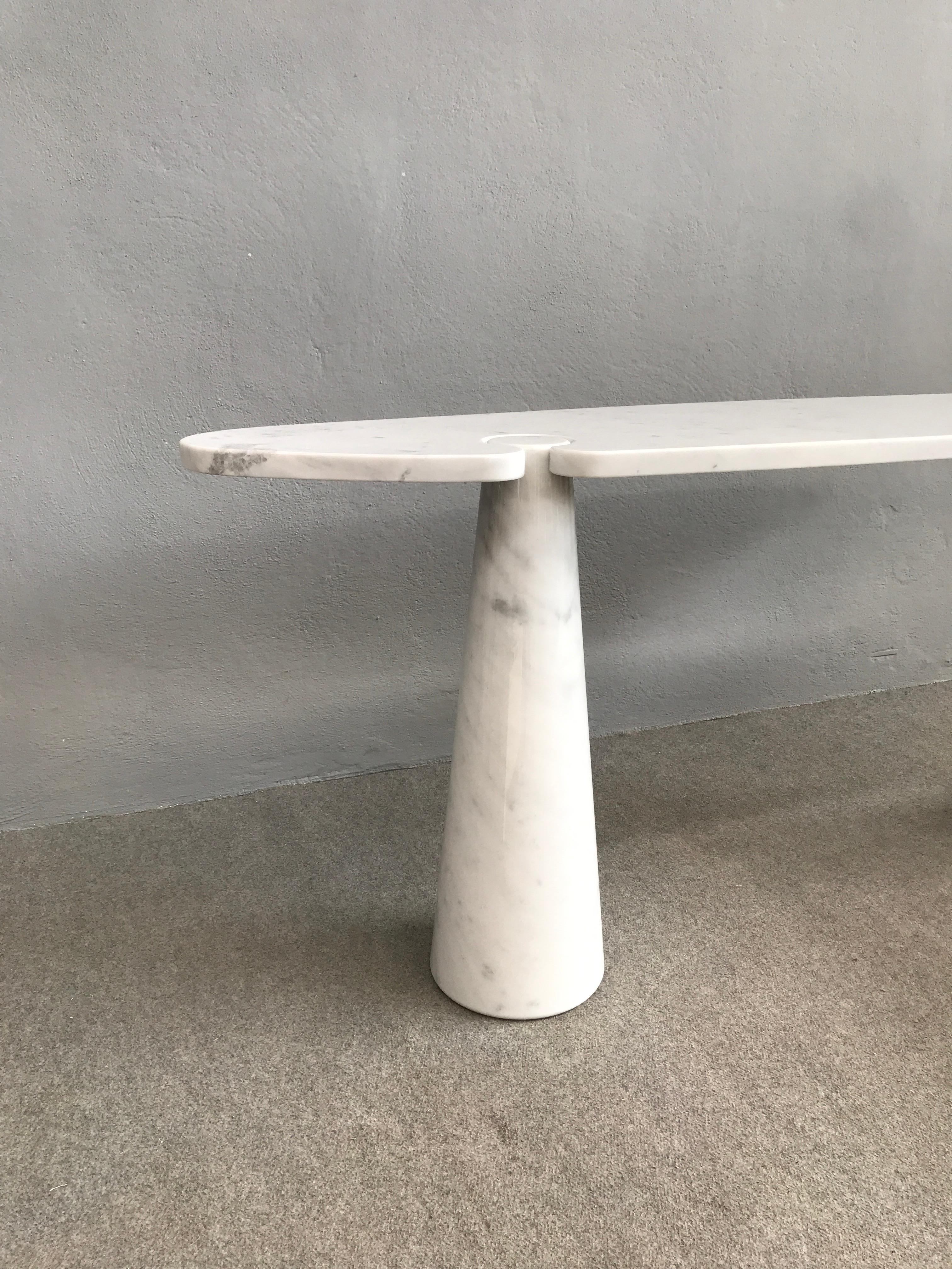 Amazing white marble console table by Angelo Mangiarotti 4
