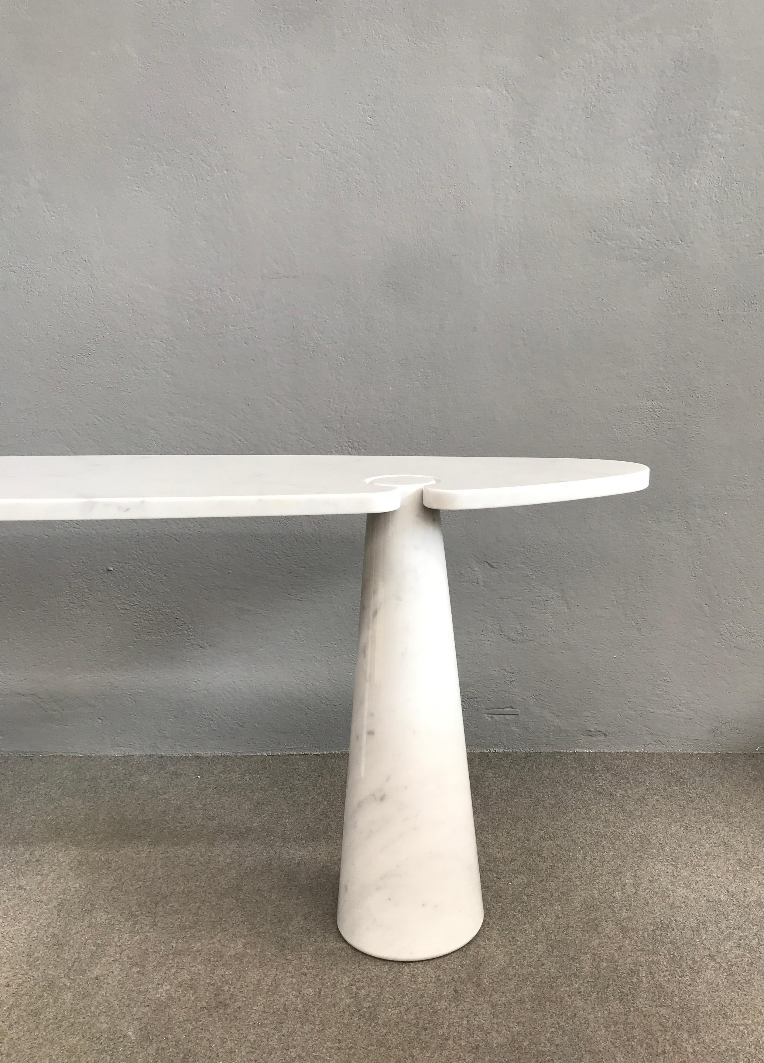 Amazing white marble console table by Angelo Mangiarotti 6