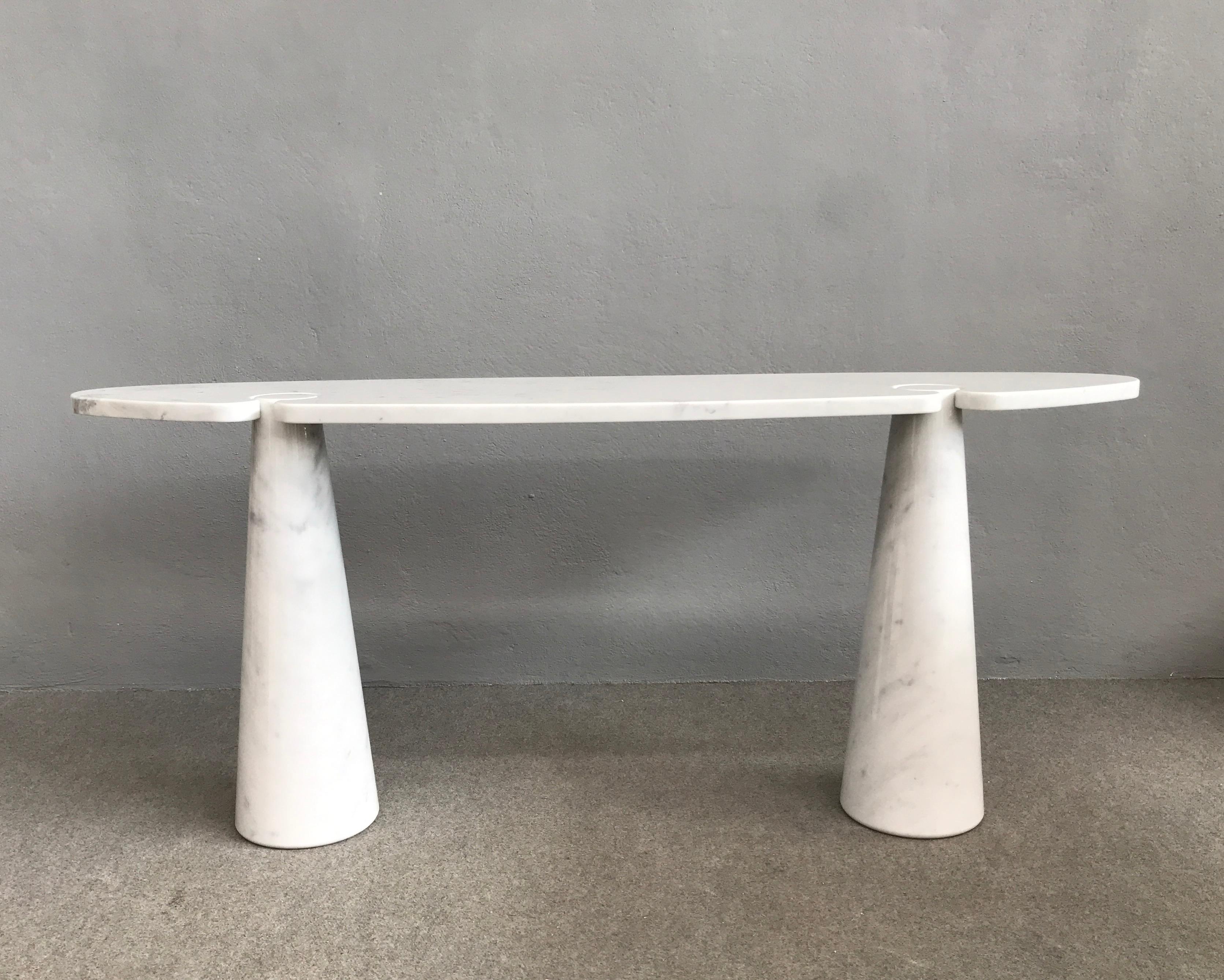 Mid-Century Modern Amazing white marble console table by Angelo Mangiarotti
