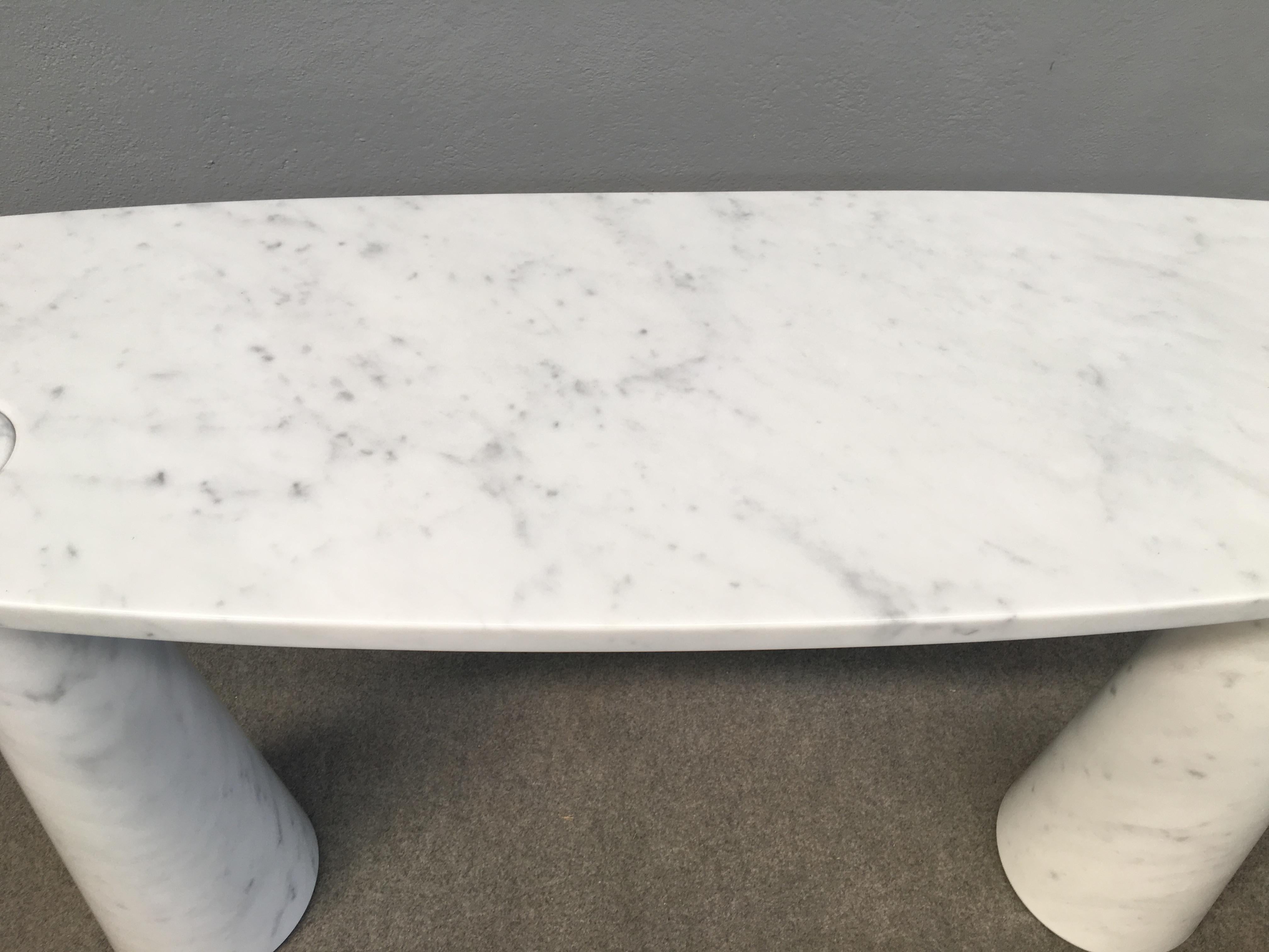 Amazing white marble console table by Angelo Mangiarotti 1