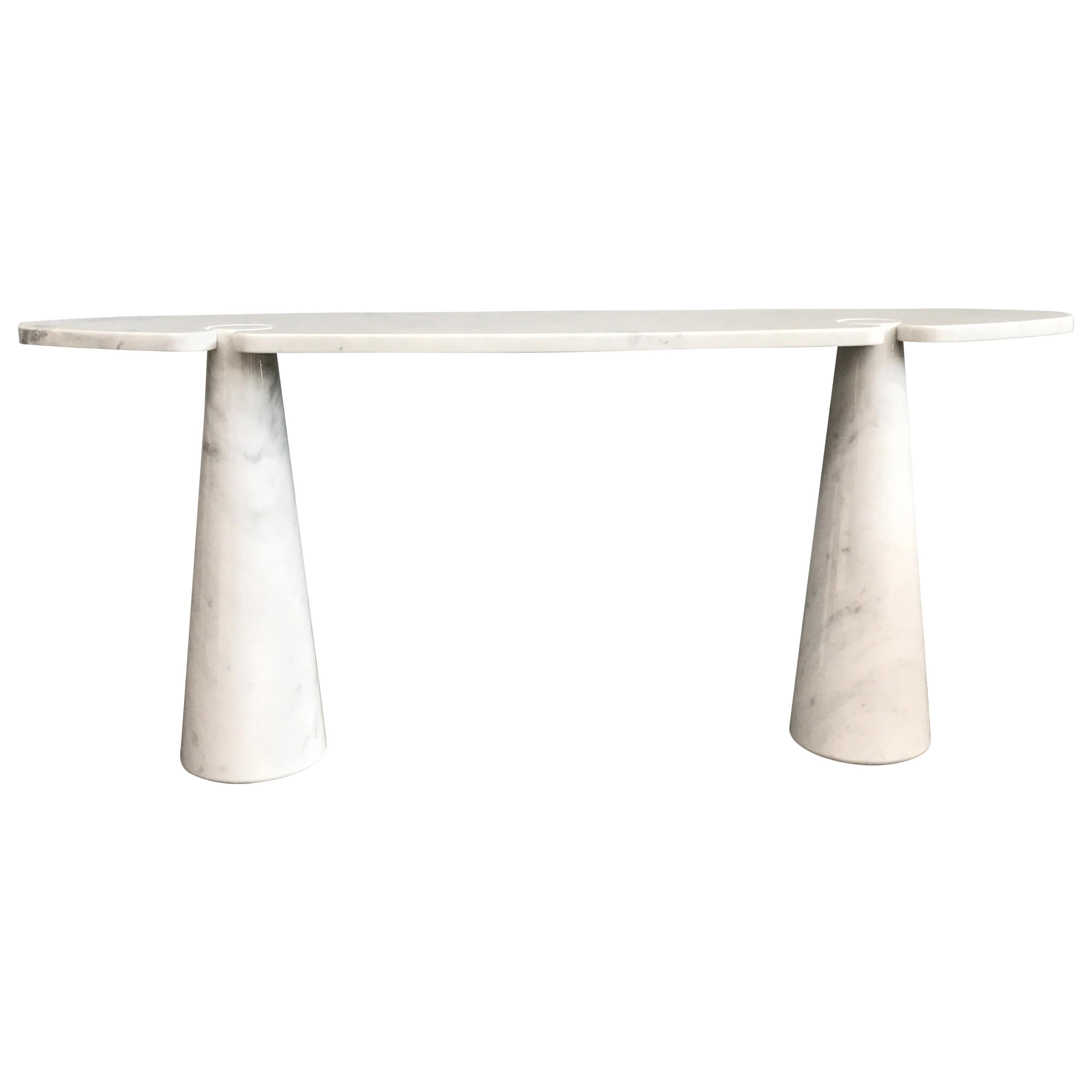 Amazing white marble console table by Angelo Mangiarotti