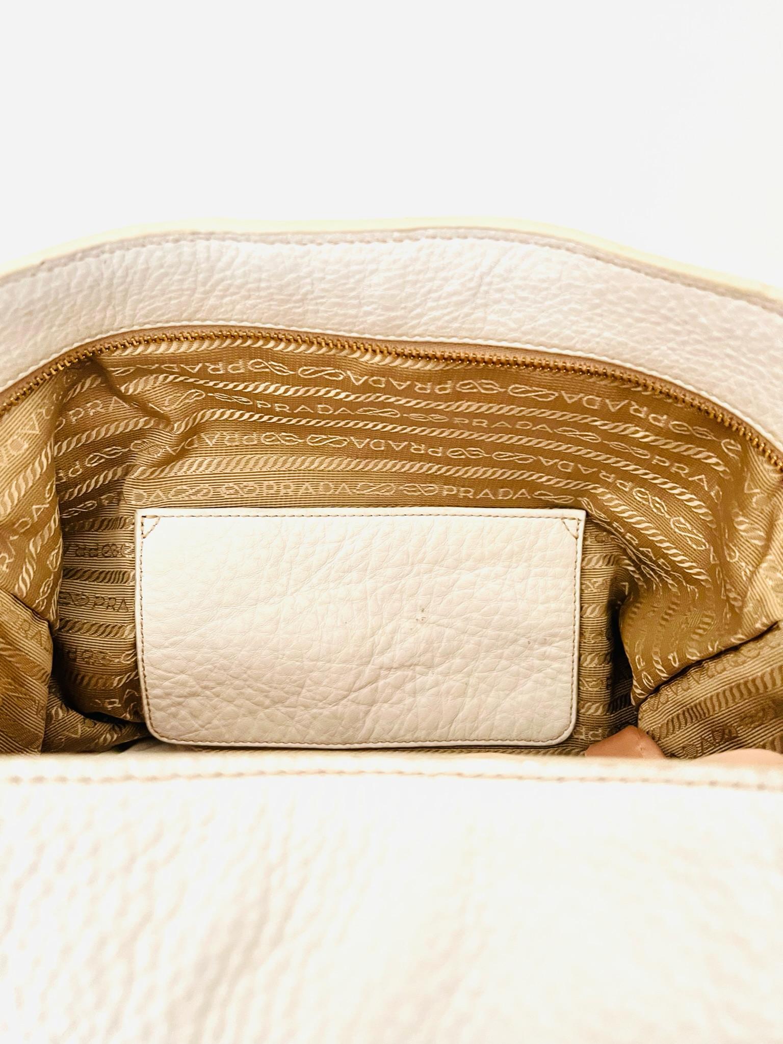 amazing White Vintage PRADA Tote Bag 7
