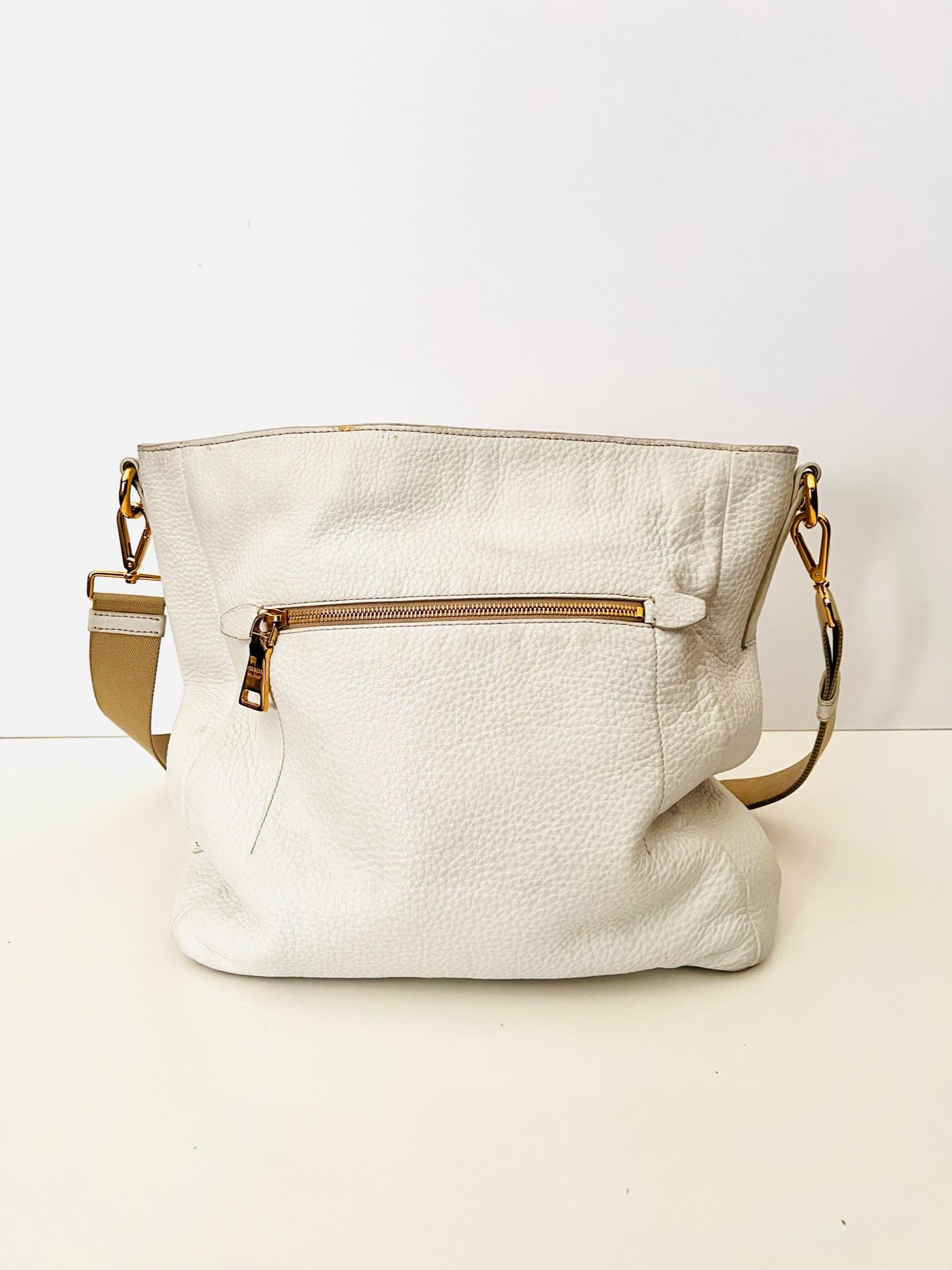 amazing White Vintage PRADA Tote Bag In Good Condition In COLLINGWOOD, AU