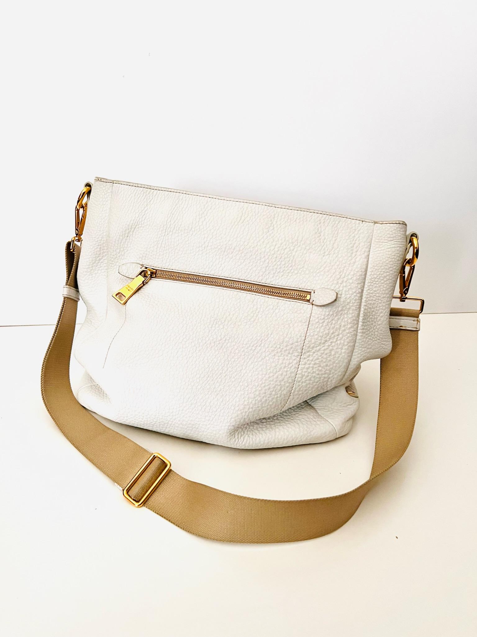 amazing White Vintage PRADA Tote Bag 1