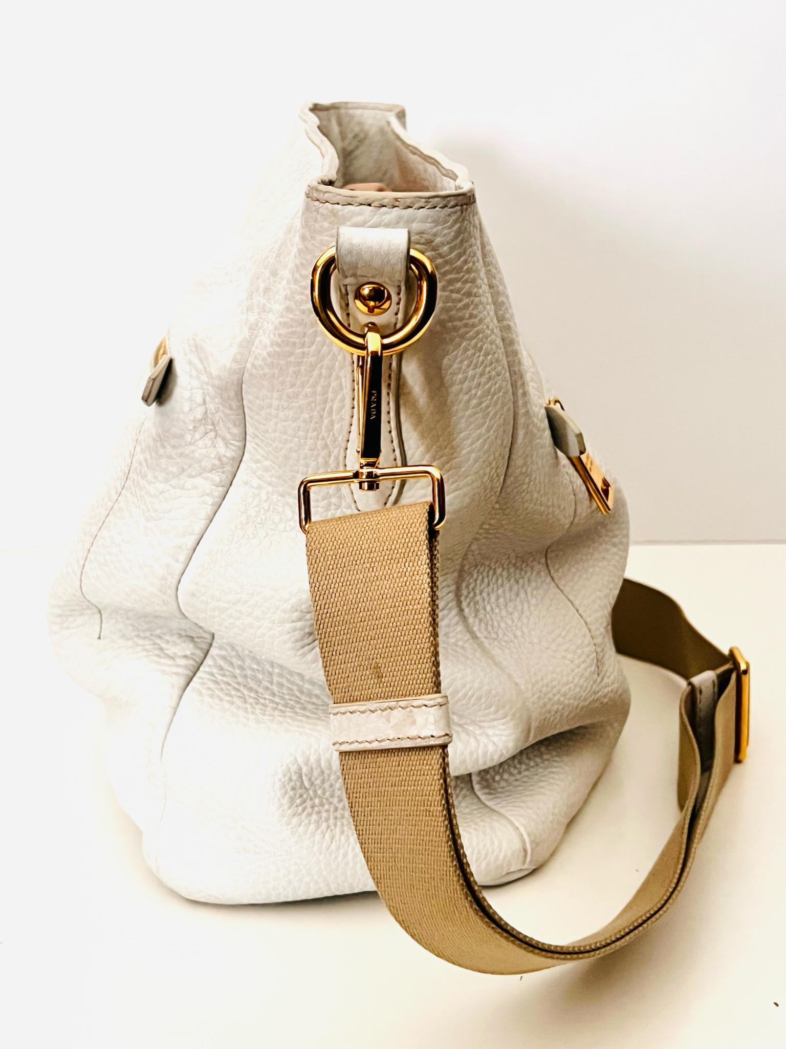 amazing White Vintage PRADA Tote Bag 3