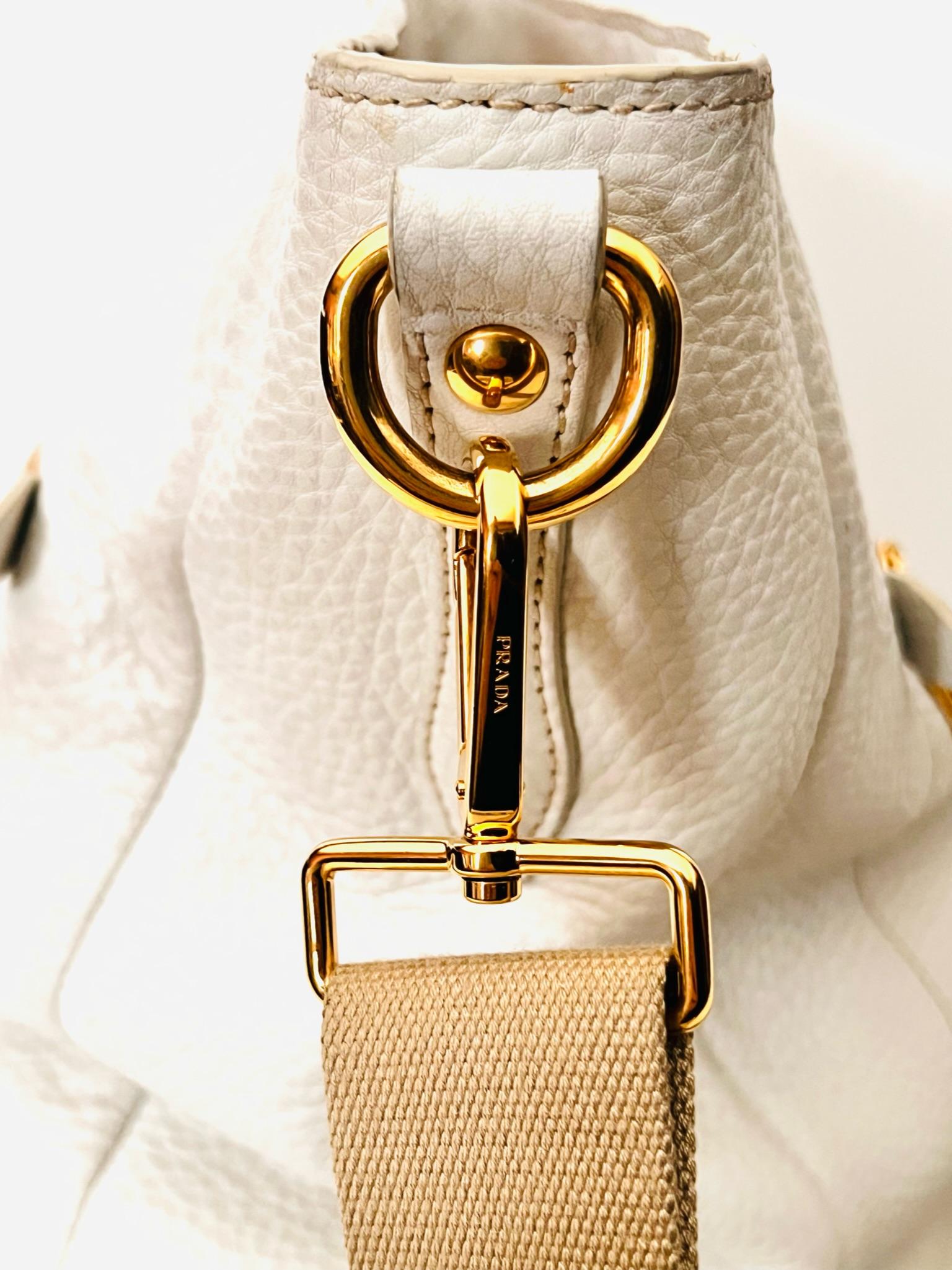 amazing White Vintage PRADA Tote Bag 4