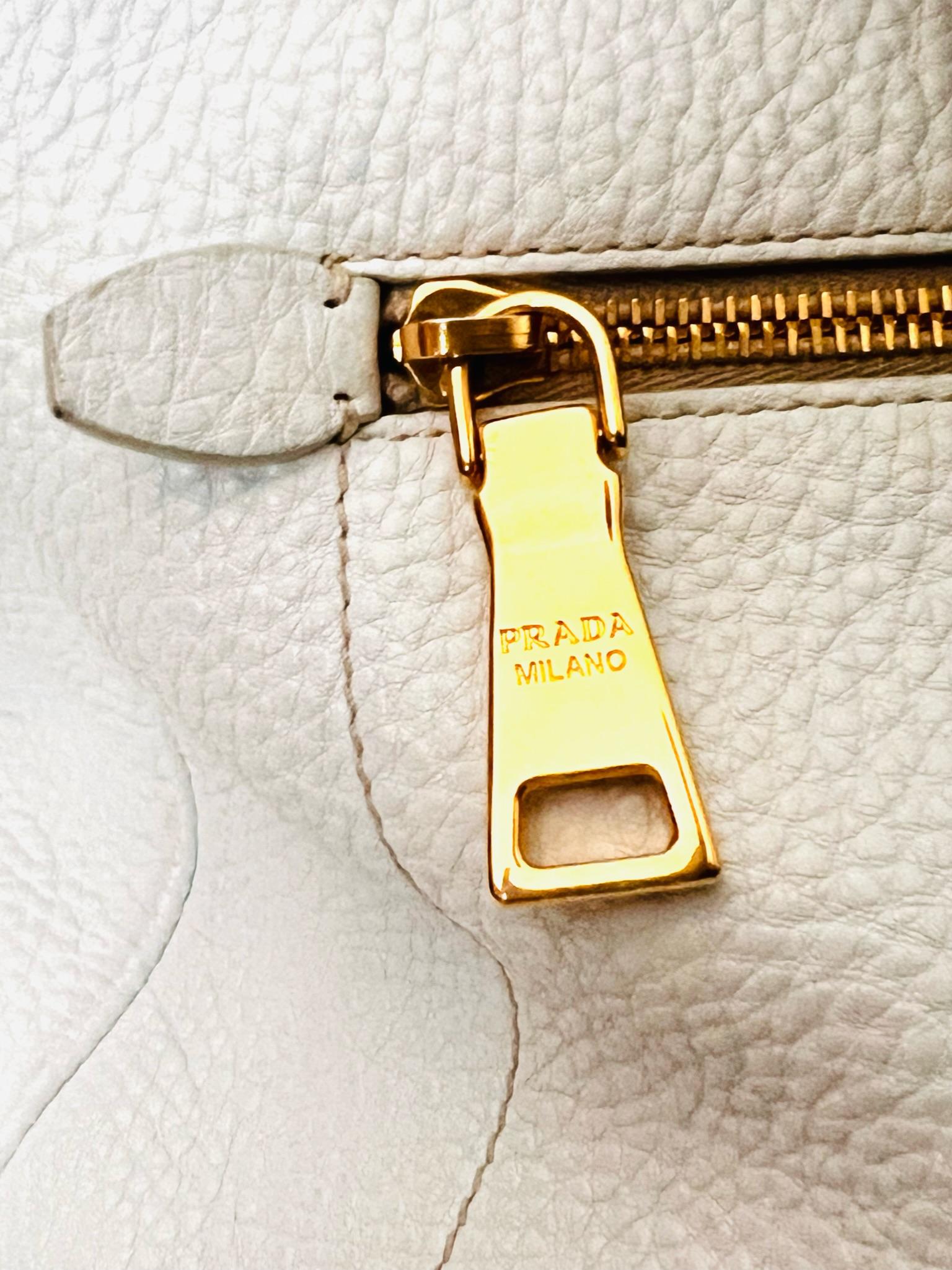 amazing White Vintage PRADA Tote Bag 5