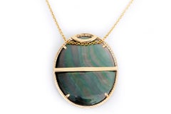 Amazing Yellow Gold Mother-of-Pearl and Diamond Necklace