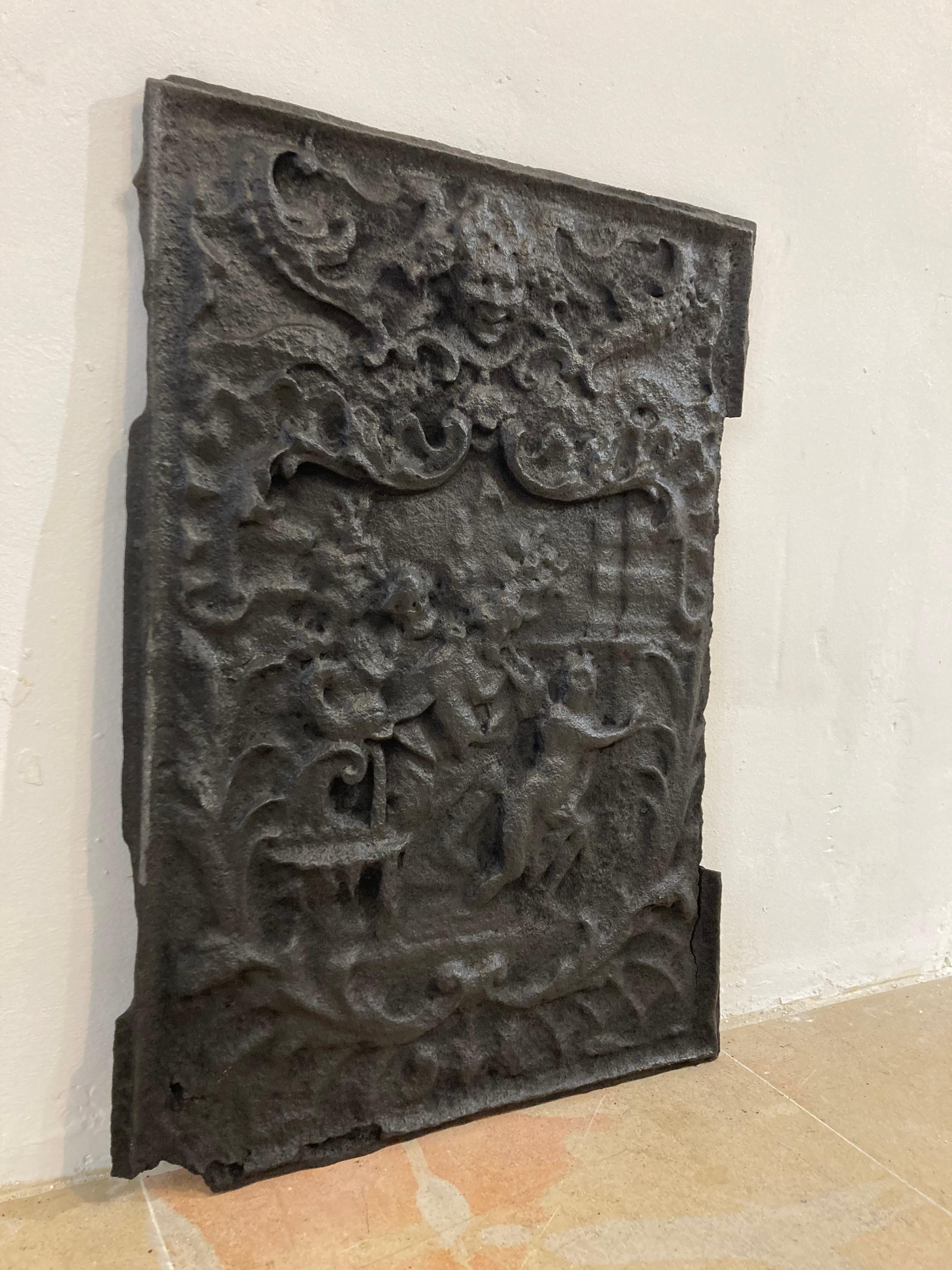 18th Century and Earlier Amazingly Decorative Antique Fireback / Backsplash For Sale