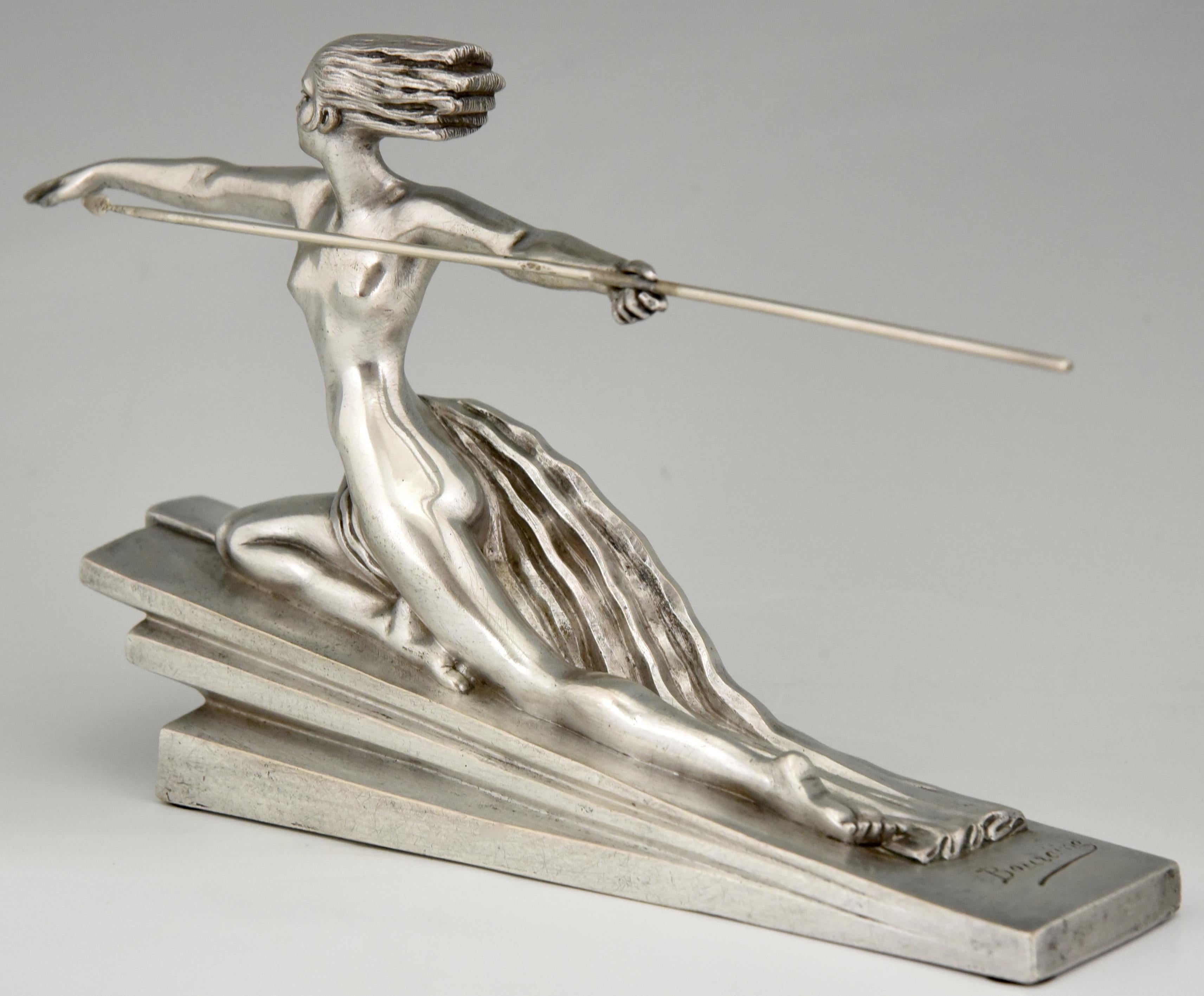 Amazon Art Deco Bronze Sculpture Nude with Spear Marcel Andre Bouraine Etling 3