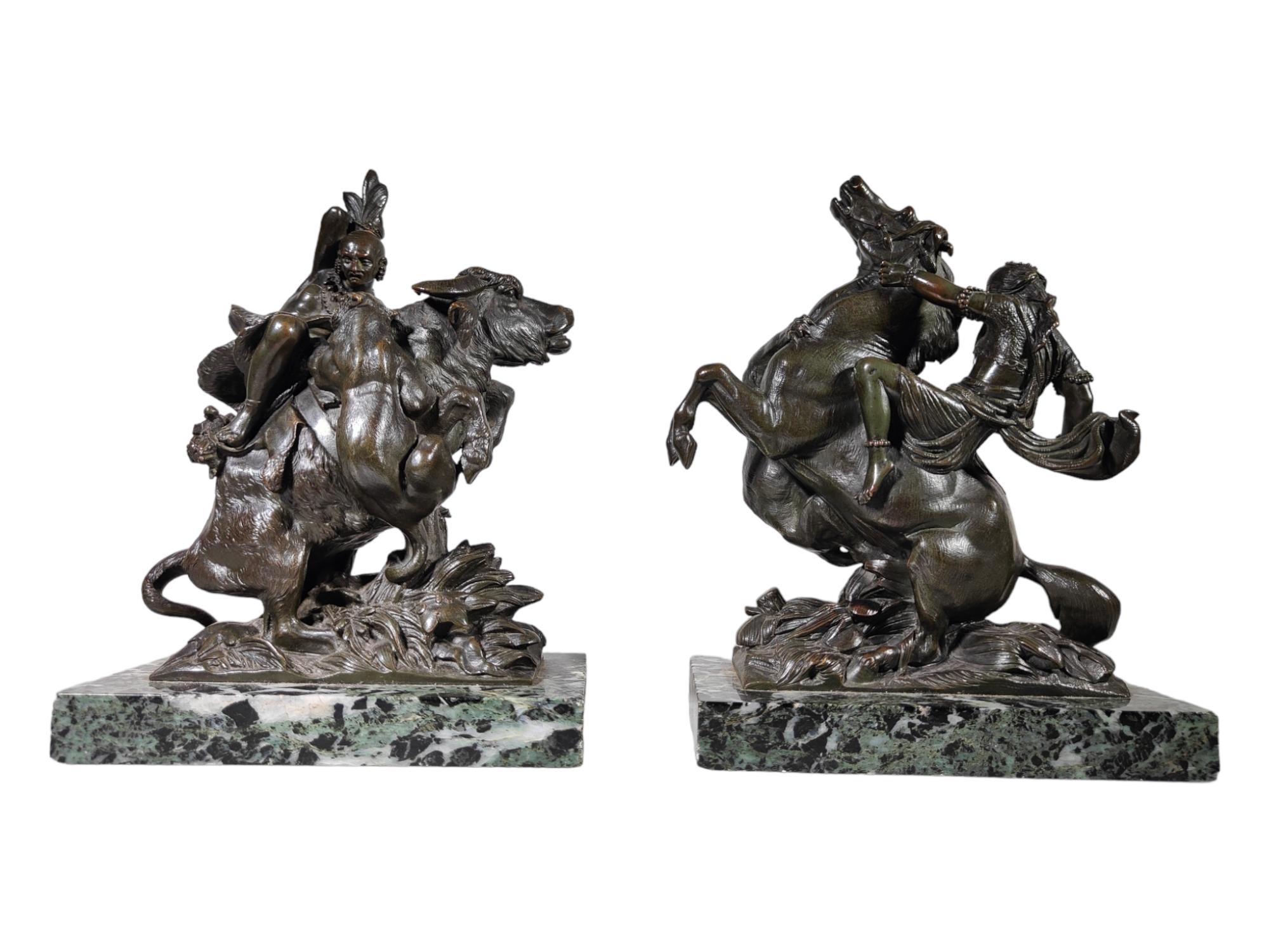 Amazone à cheval attaqué par un tigre August-Karl-Edouard Baiser Statue en bronze G en vente 6