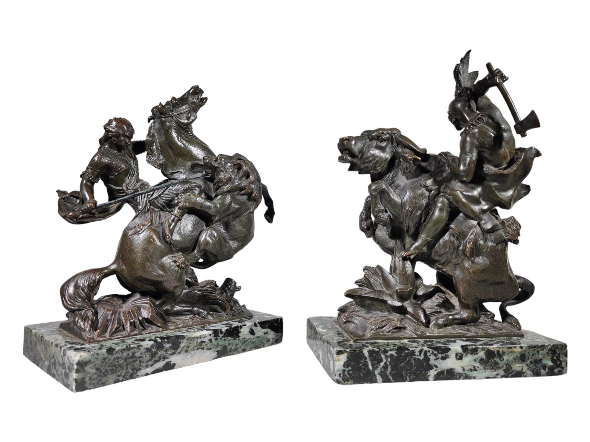 Early 20th Century Amazon on Horseback Attacked by a Tiger August-karl-edouard Kiss Bronze Statue G For Sale
