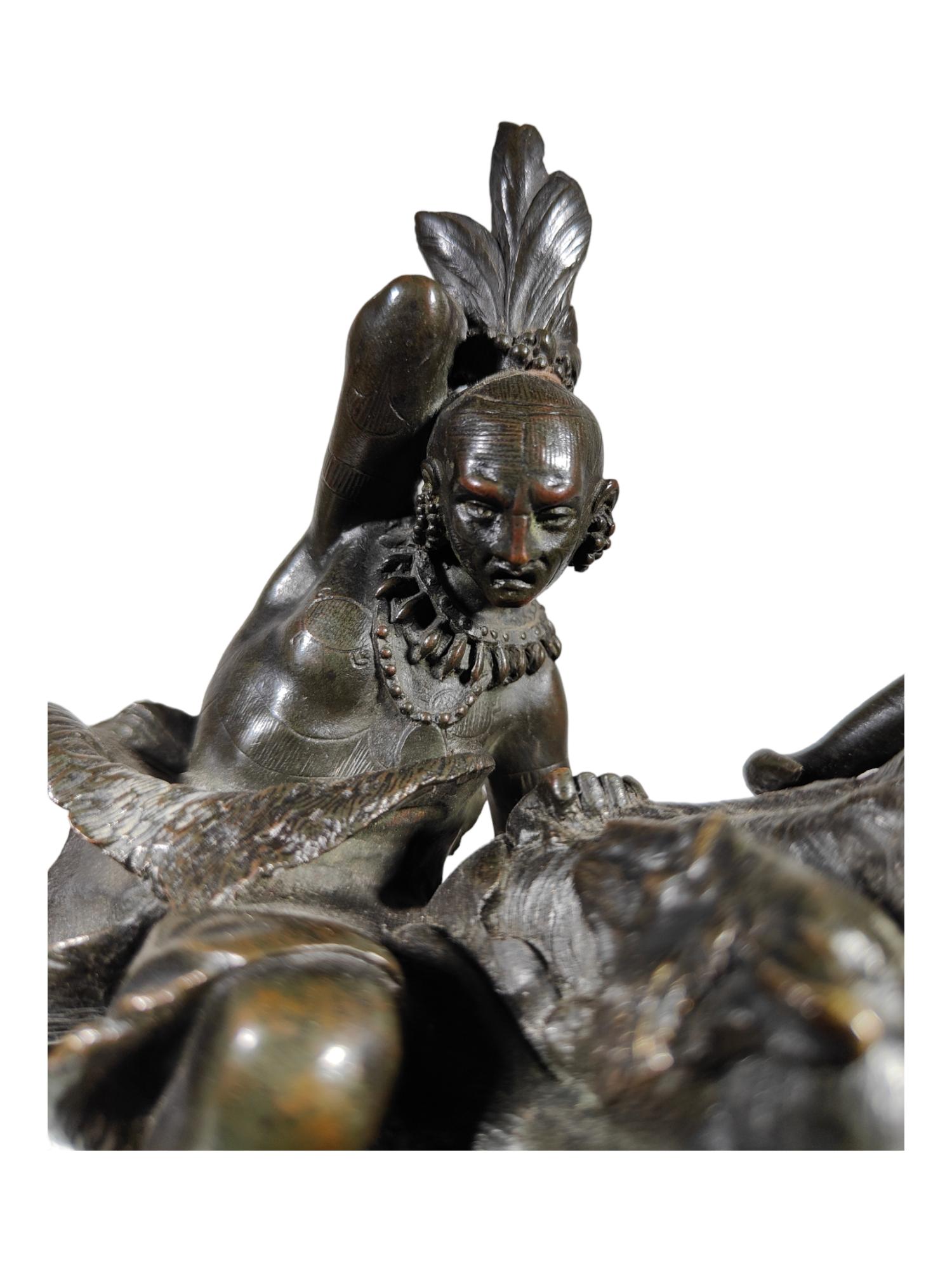 Amazone à cheval attaqué par un tigre August-Karl-Edouard Baiser Statue en bronze G en vente 1