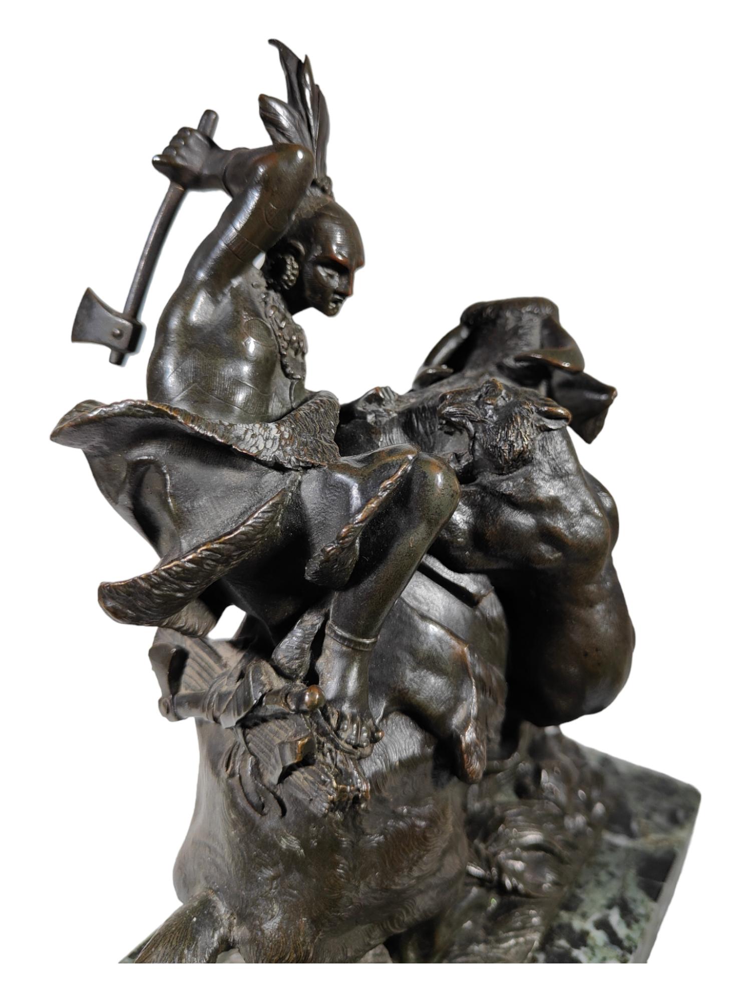 Amazone à cheval attaqué par un tigre August-Karl-Edouard Baiser Statue en bronze G en vente 2