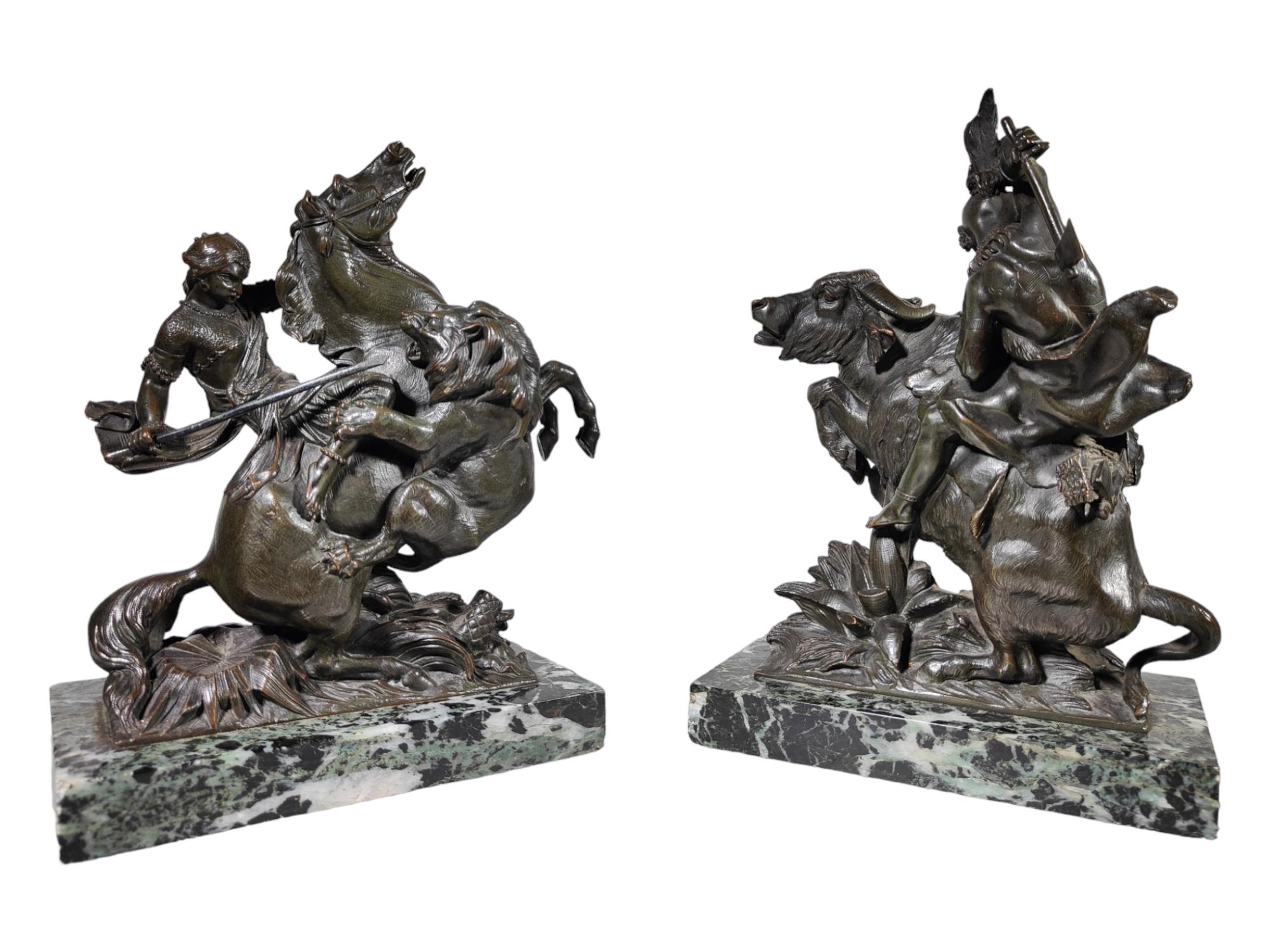 Amazone à cheval attaqué par un tigre August-Karl-Edouard Baiser Statue en bronze G en vente 3