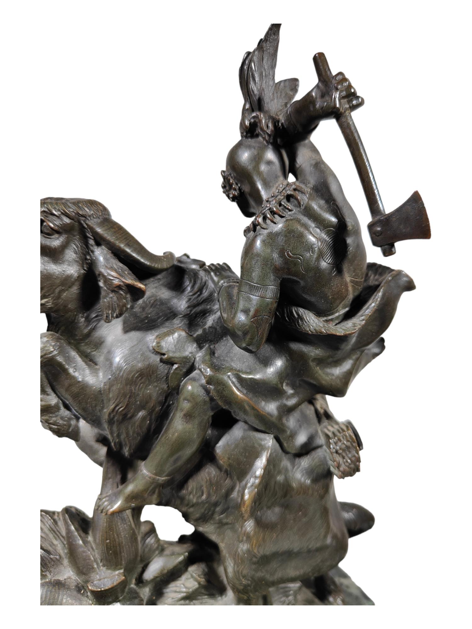 Amazone à cheval attaqué par un tigre August-Karl-Edouard Baiser Statue en bronze G en vente 4