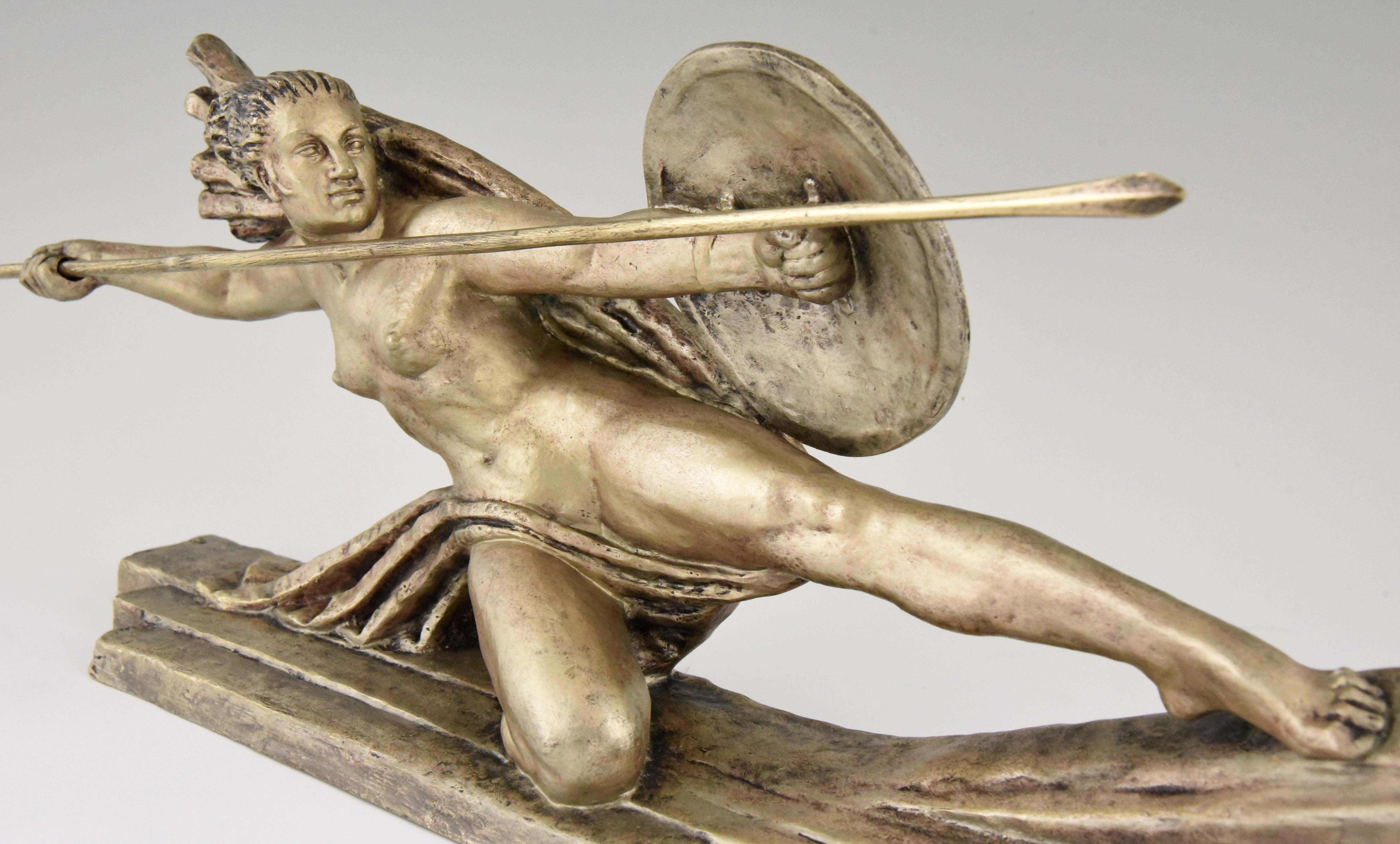 Amazone Art Deco Bronze Sculpture Female Nude Warrior Marcel Andre Bouraine 1925 3