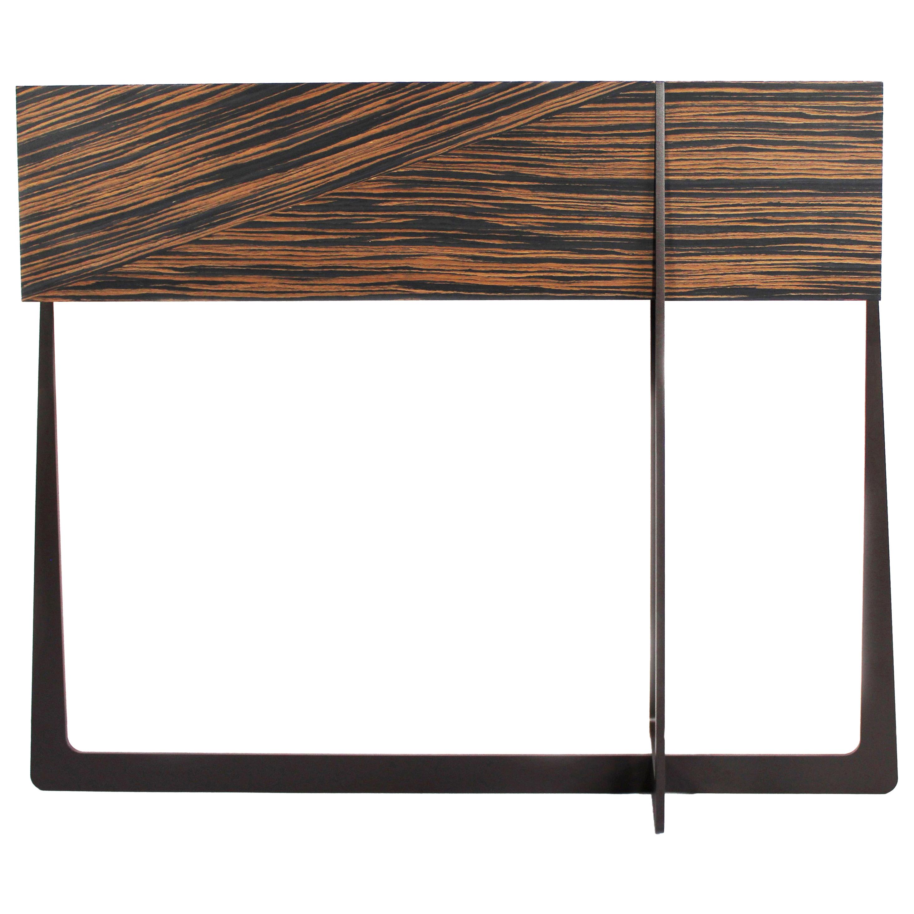 Console in Steel & Reconstituted Ebony Veneer Customizable by E.Gizard For Sale