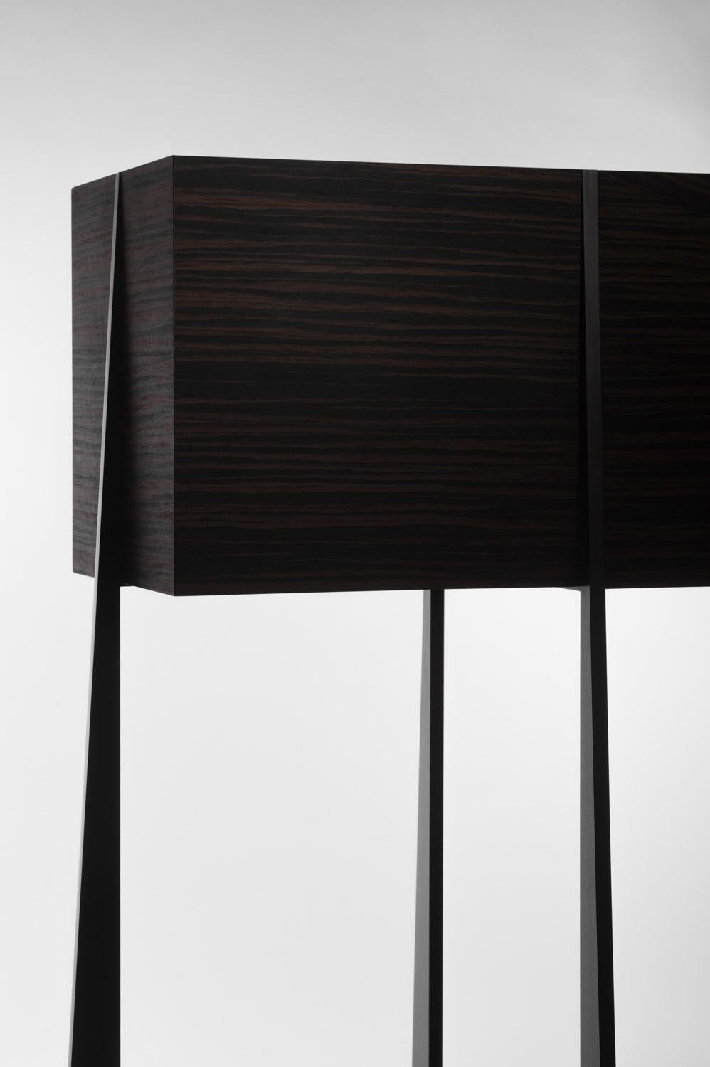 Modern Console in Steel & Reconstituted Ebony Veneer Customizable by E.Gizard For Sale