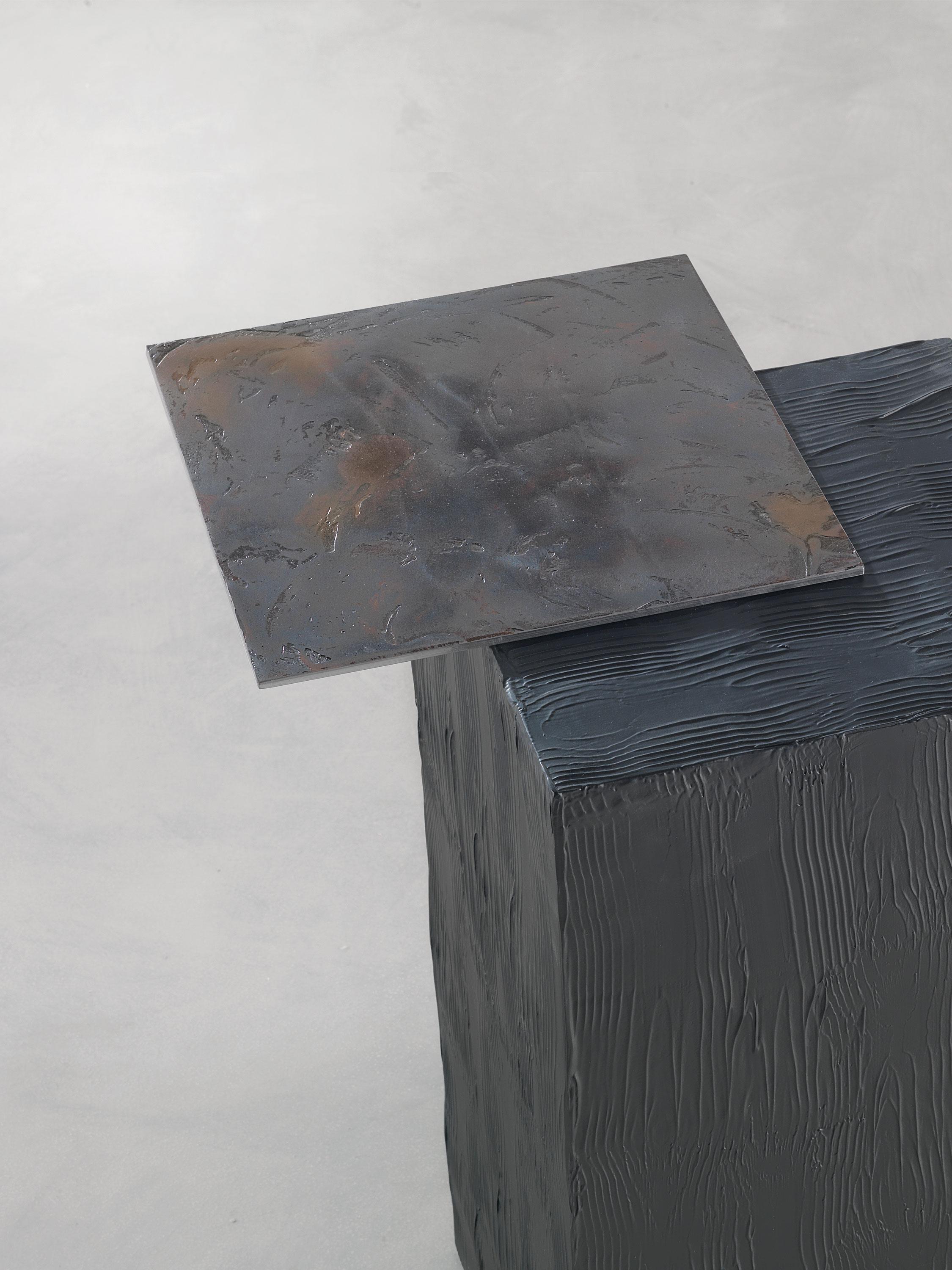 Modern Amazonia, tactile square side table, Dainelli Studio for Somaschini, Italy For Sale