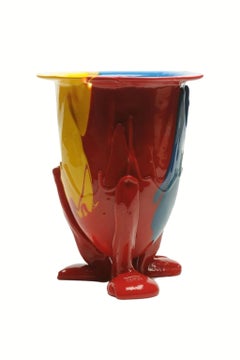 Amazonia Vase (Large), Matte Navy, Red and Yellow by Gaetano Pesce