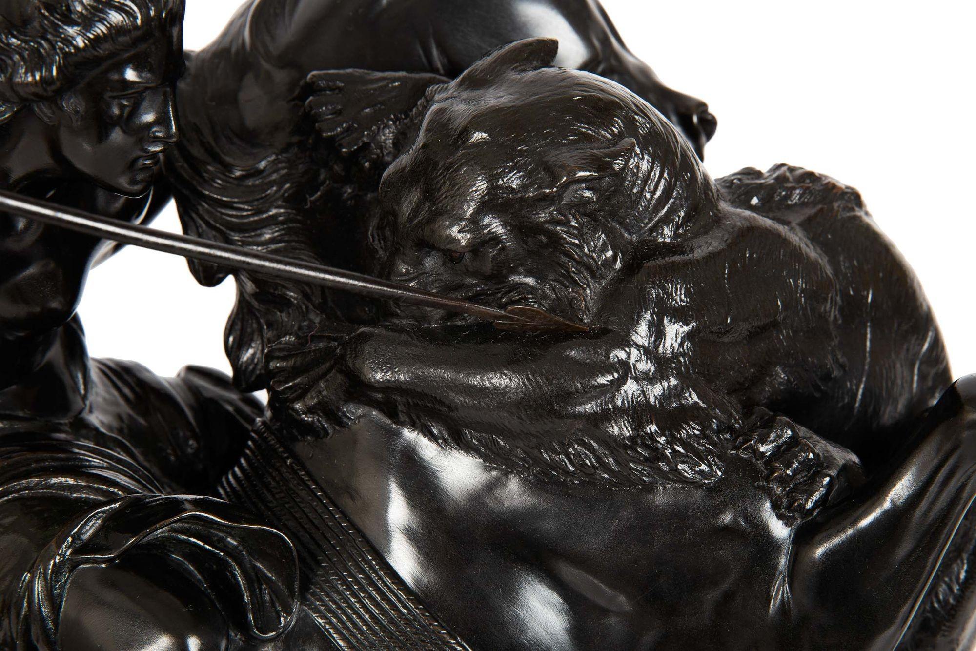 « Amazonien combattant un tigre » - Sculpture allemande en bronze ancien d'August Kiss en vente 9