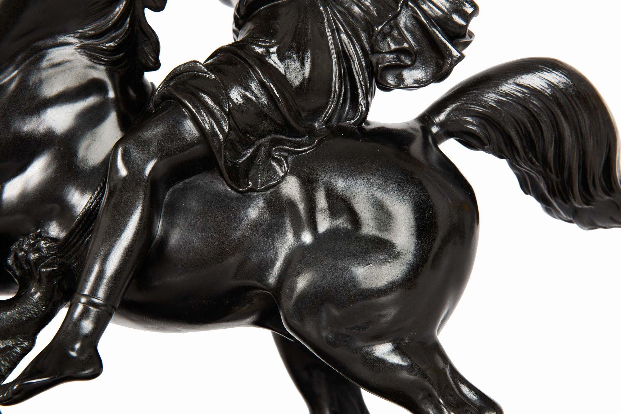 “Amazonian Fighting a Tiger” German Antique Bronze Sculpture by August Kiss 1