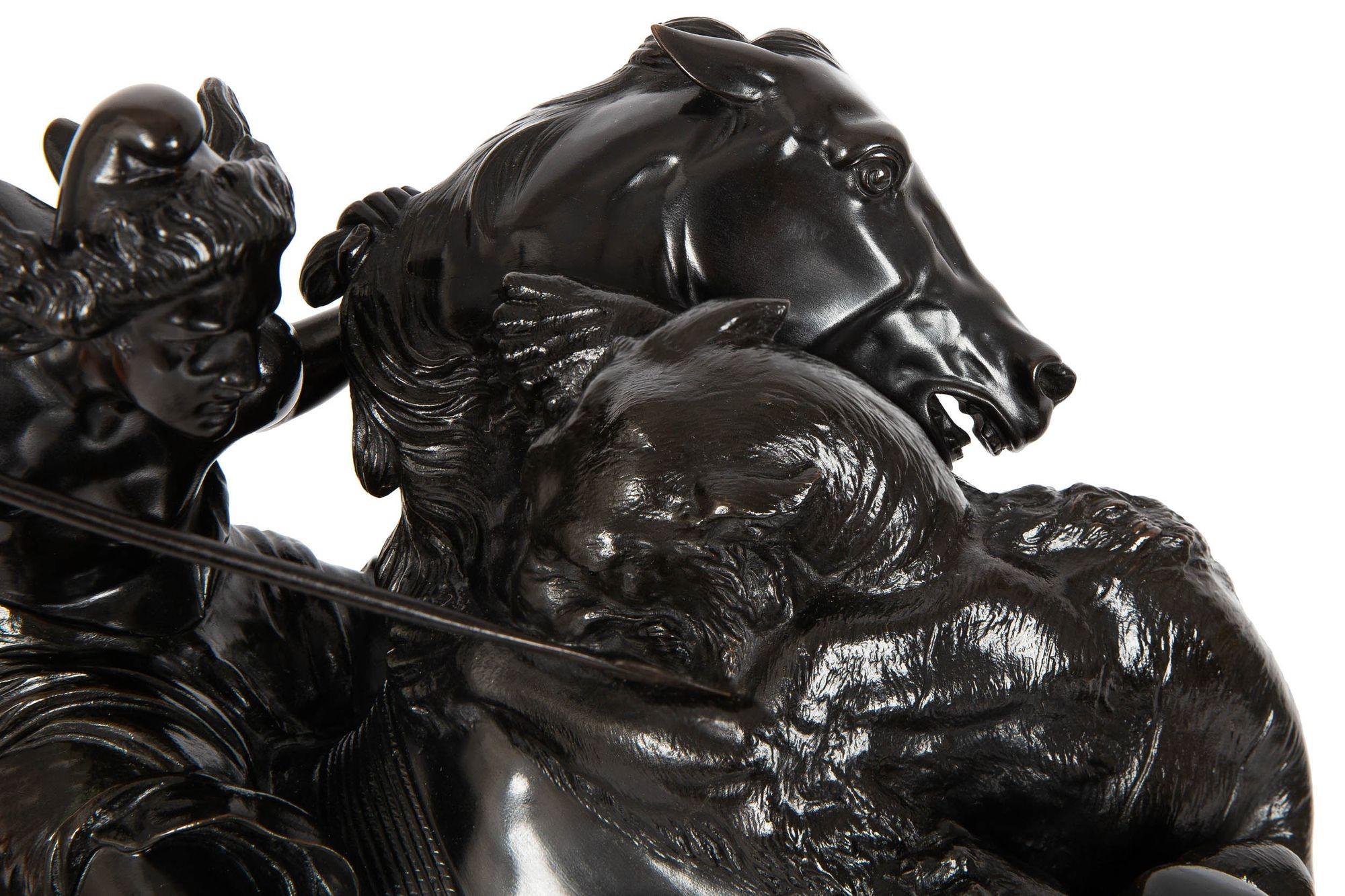 “Amazonian Fighting a Tiger” German Antique Bronze Sculpture by August Kiss For Sale 2