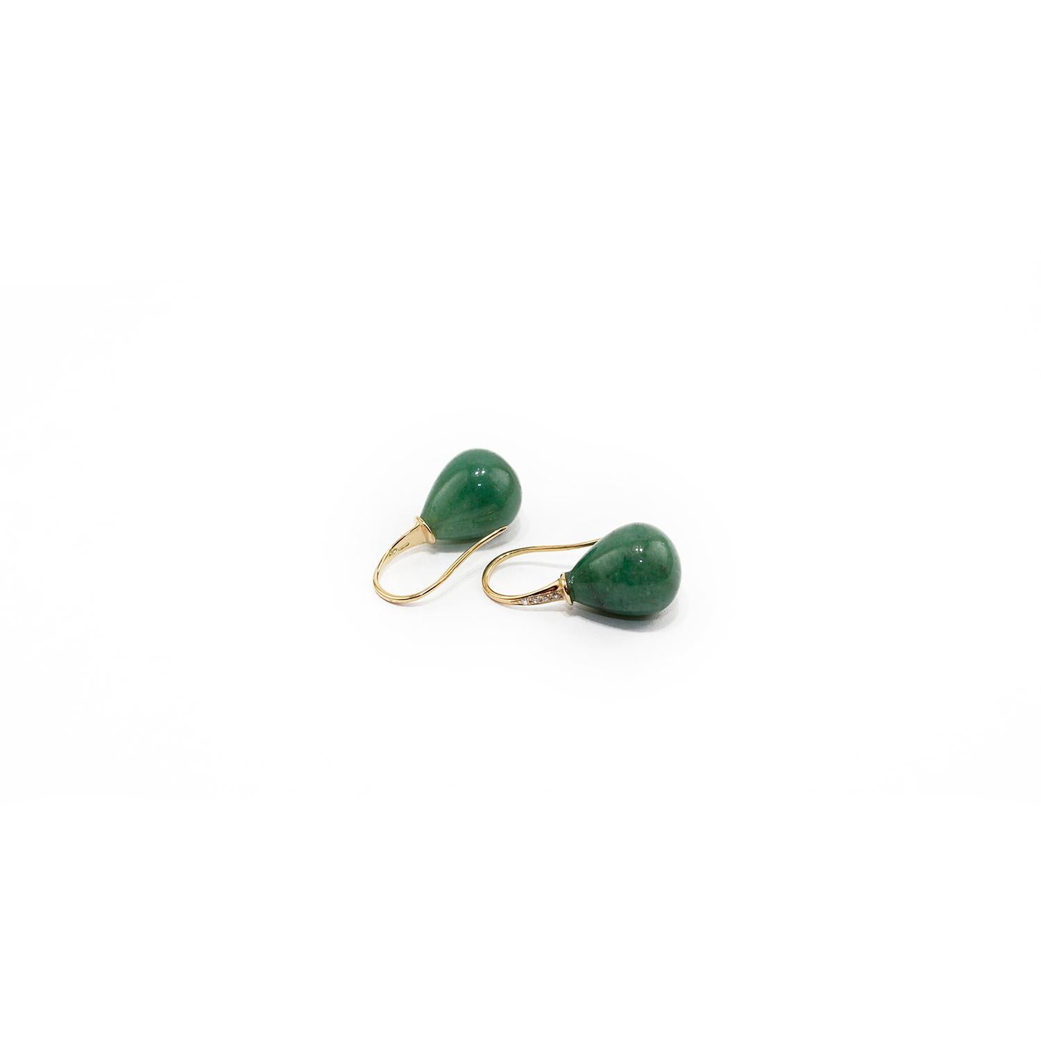 Pear Cut Amazonite 18 Karat Gold Earrings For Sale