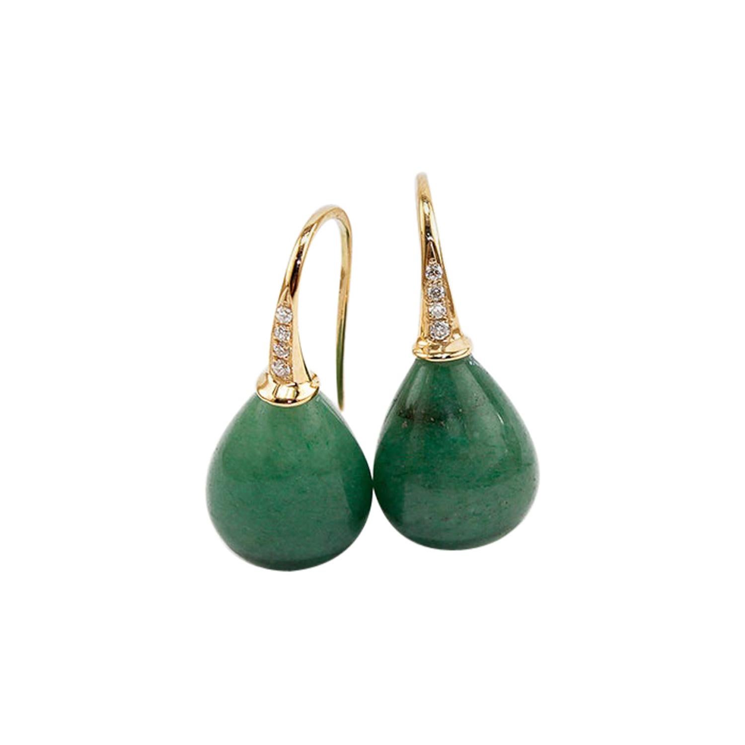 Amazonite 18 Karat Gold Earrings For Sale