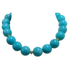 Collana di perline in amazzonite e oro giallo 18k, 19 pollici