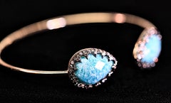 Bracelet Turquoise Colored Amazonite and Diamond Flexible Design