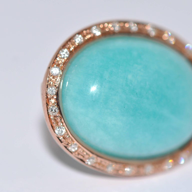 Amazonite and Diamonds Rose Gold Stud Earrings at 1stDibs