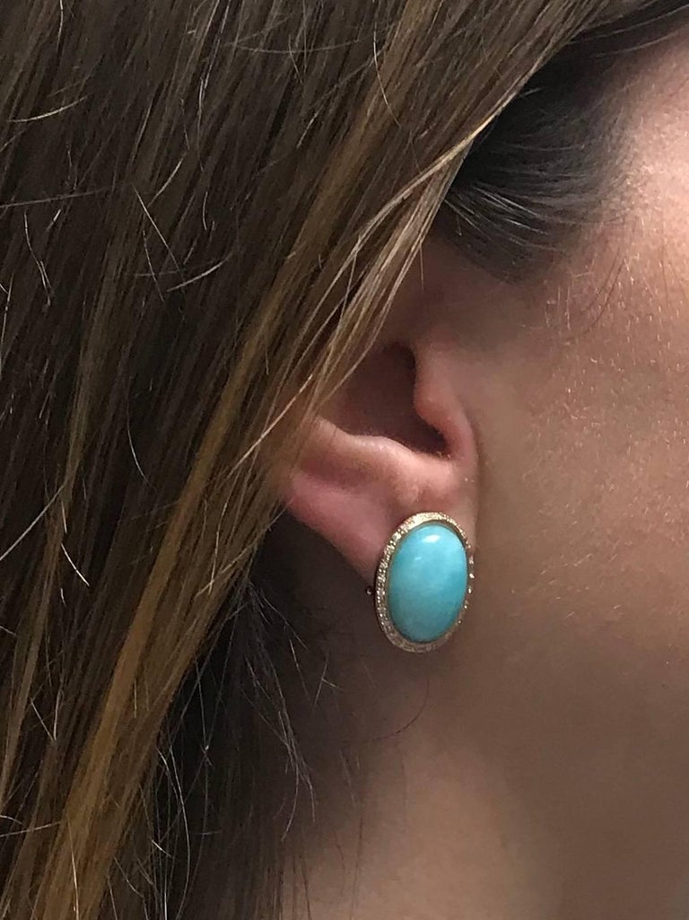 Amazonite and Diamonds Rose Gold Stud Earrings at 1stDibs