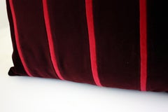 AMAZONITE Burgundy, Sand and Rubi red Set of 2 Striped Velvet Deluxe Pillows