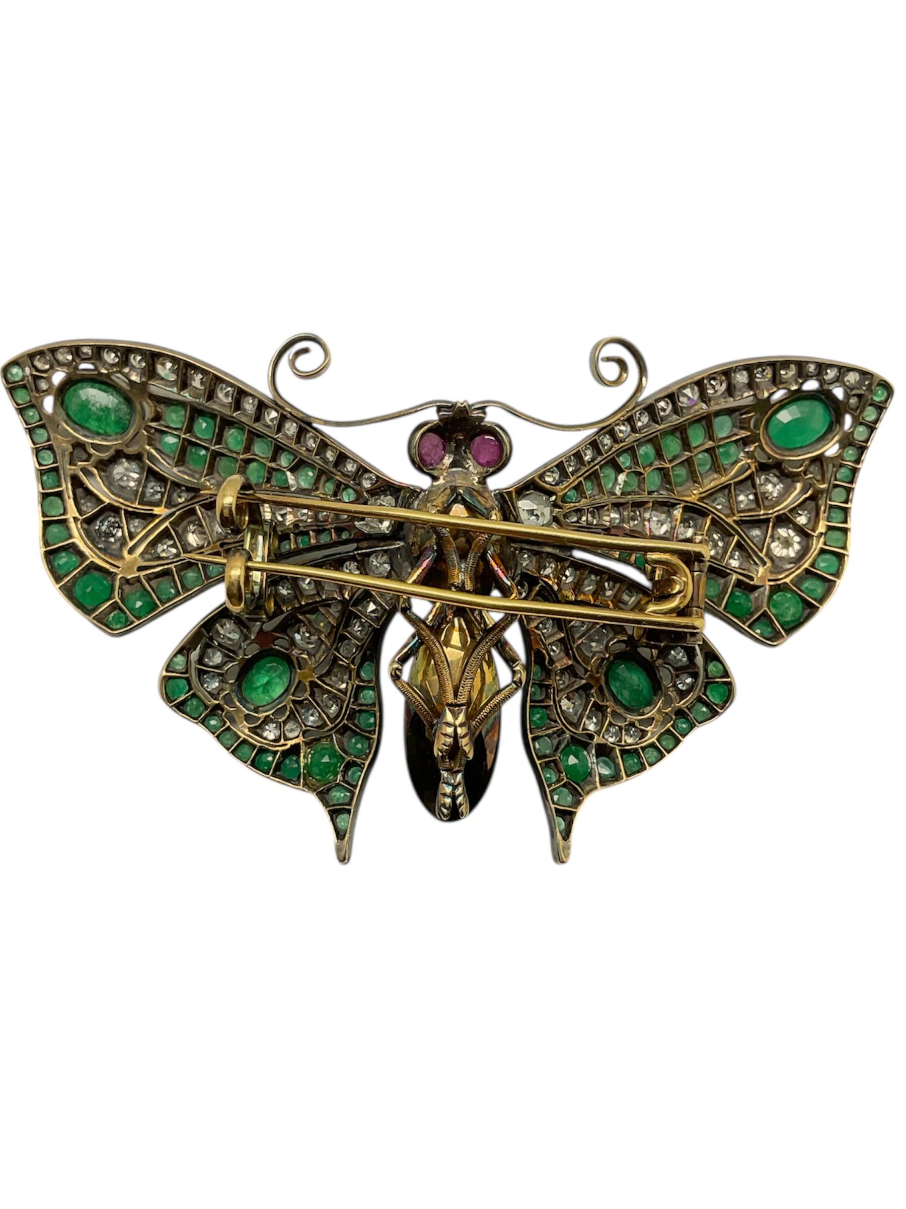 Brilliant Cut Amazonite Butterfly Brooch For Sale