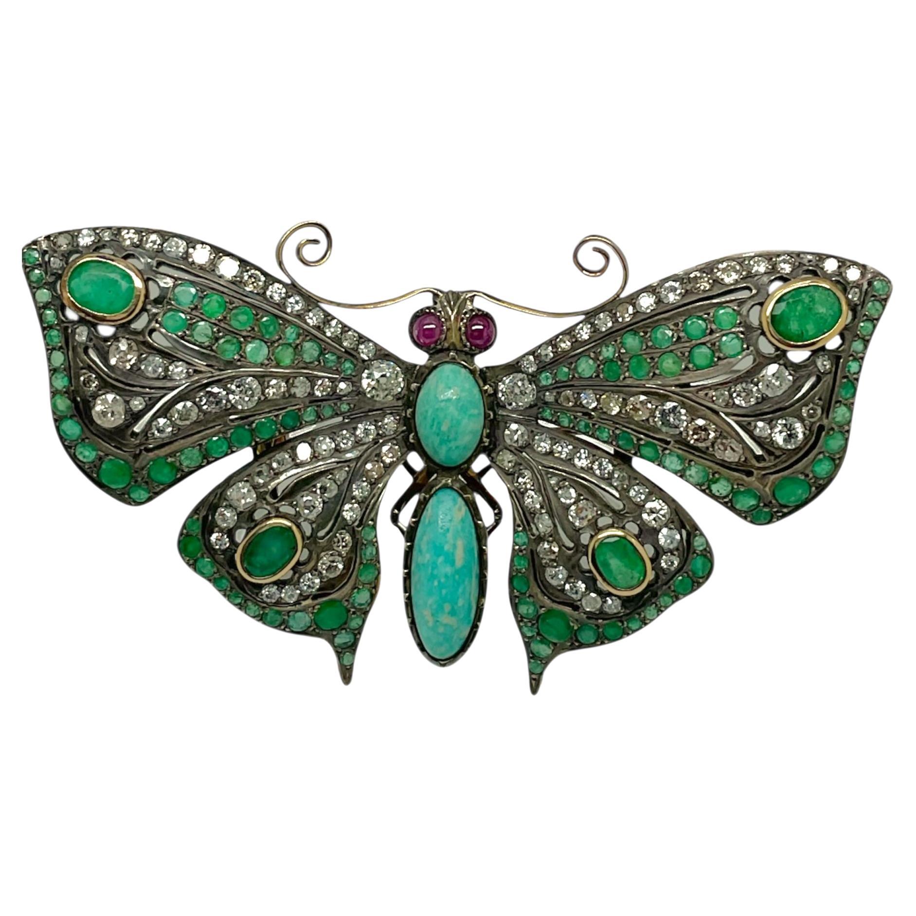 Amazonite Butterfly Brooch