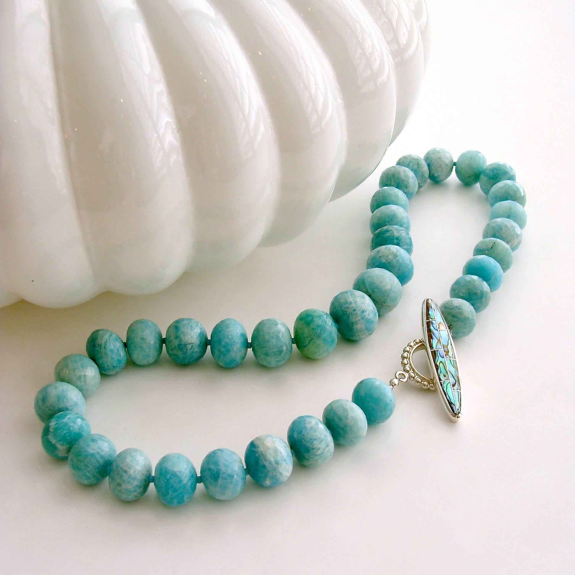 Amazonite Choker Necklace with Abalone Inlay Toggle 1