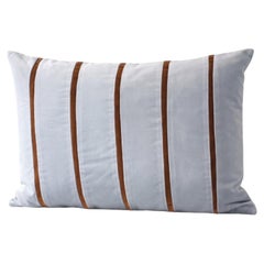 AMAZONITE Cloudy Blue & Brown Striped Velvet Deluxe Handmade Decorative Pillow