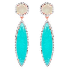 Pendientes Colgantes de Amazonita Prehnita 14K Chapados en Oro Rosa Plata