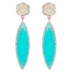 Amazonite Dangle Earrings Prehnite 14K Rose Gold Plated Silver