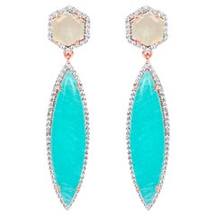 Orecchini a penzoloni di amazzonite Prehnite in argento placcato oro rosa 14K
