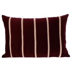 AMAZONITE Dry Burgundy & Beige Striped Velvet Deluxe Handmade Decorative Pillow