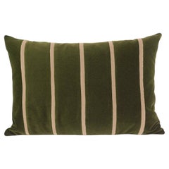 AMAZONITE Dry Green & Beige Striped Velvet Deluxe Handmade Decorative Pillow AMAZONITE Dry Green & Beige Striped Velvet Deluxe Handmade Decorative Pillow