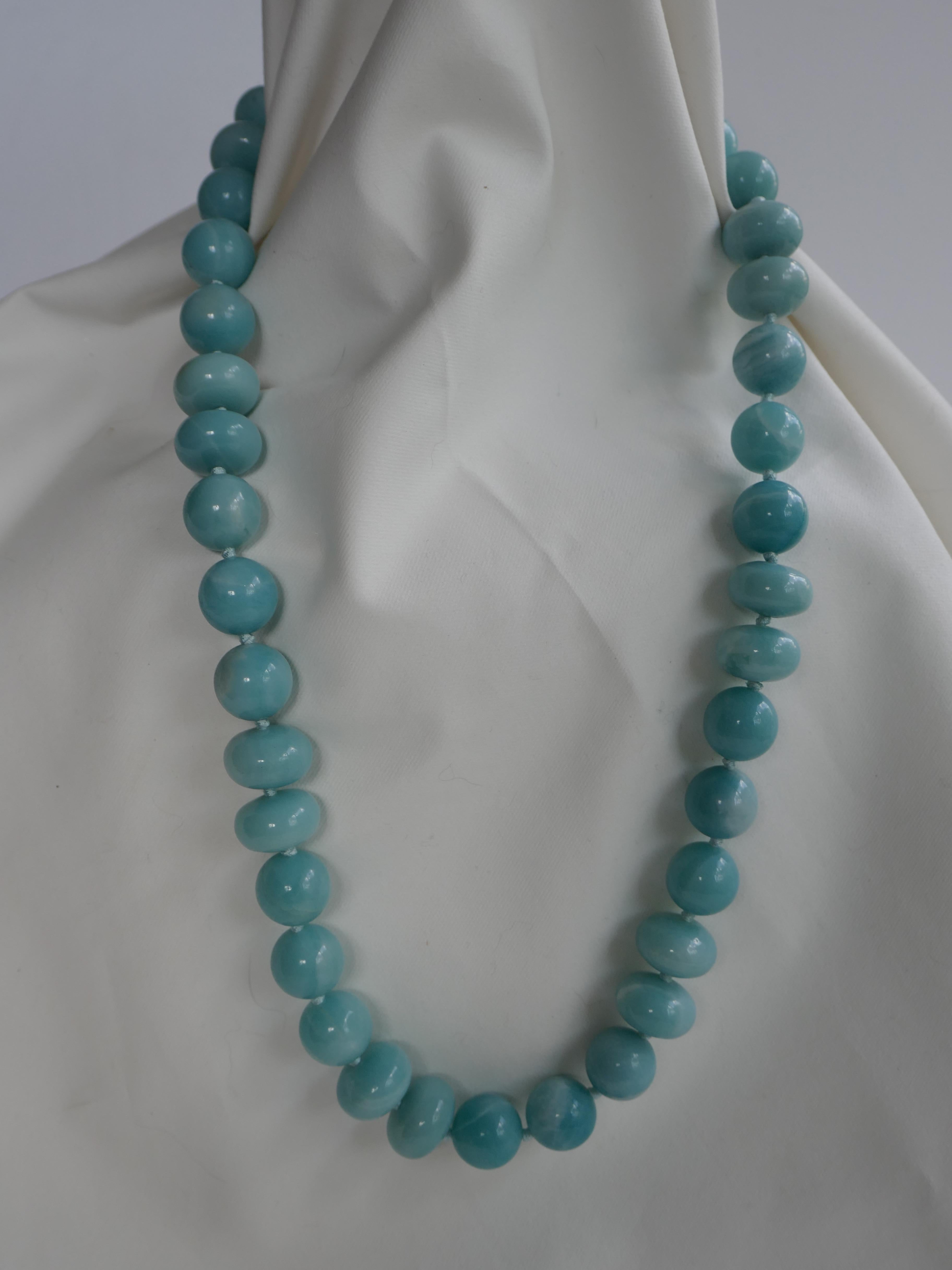 Amazonite Oxidized Silver Starfish Clasp Gemstone Necklace In New Condition For Sale In Coral Gables, FL