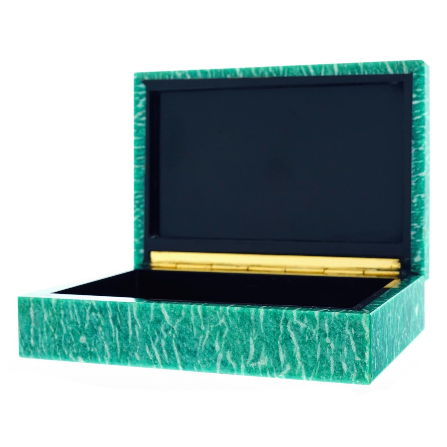Amazonite Italian Hardstone Box In Excellent Condition For Sale In Litchfield, CT