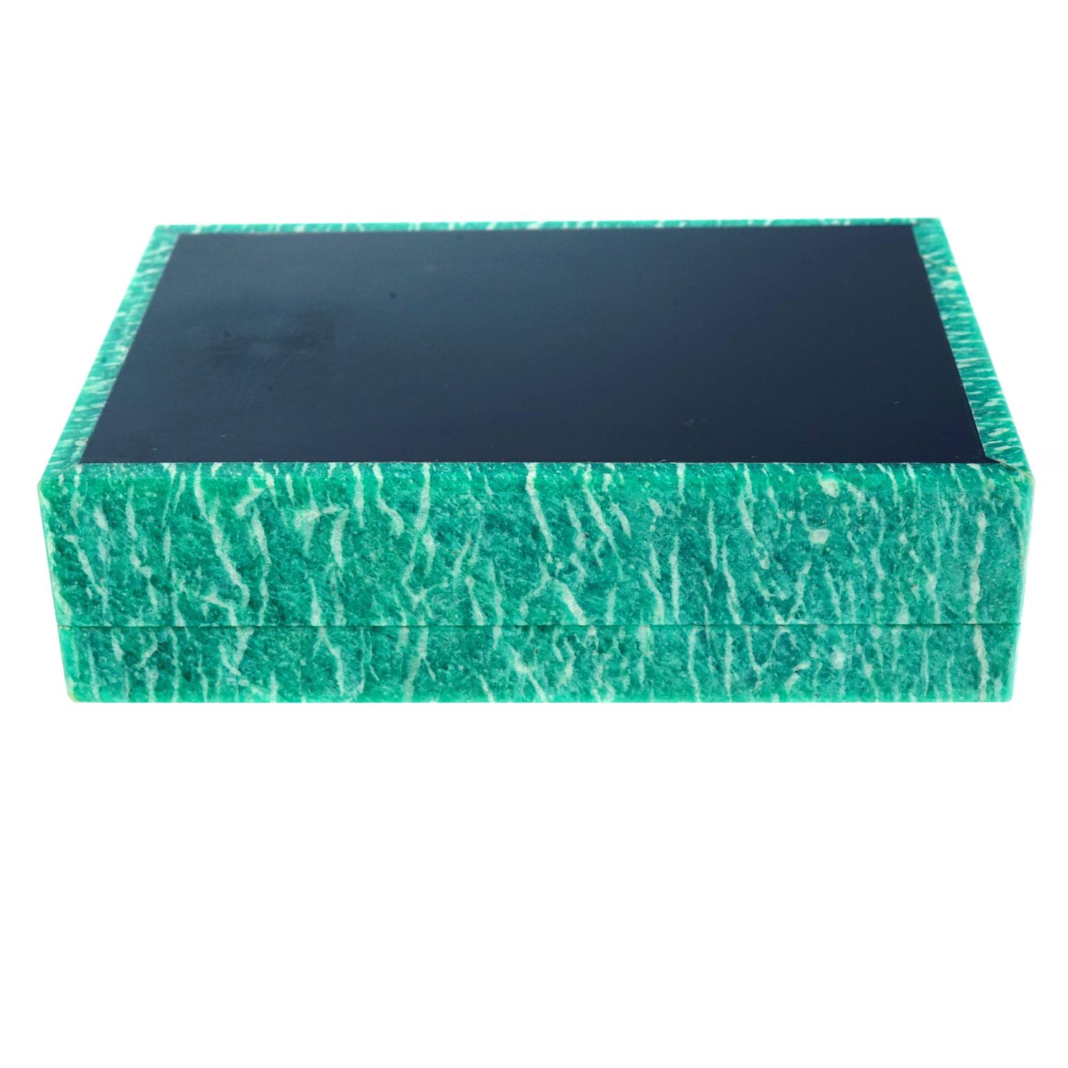 Malachite Amazonite Italian Hardstone Box For Sale