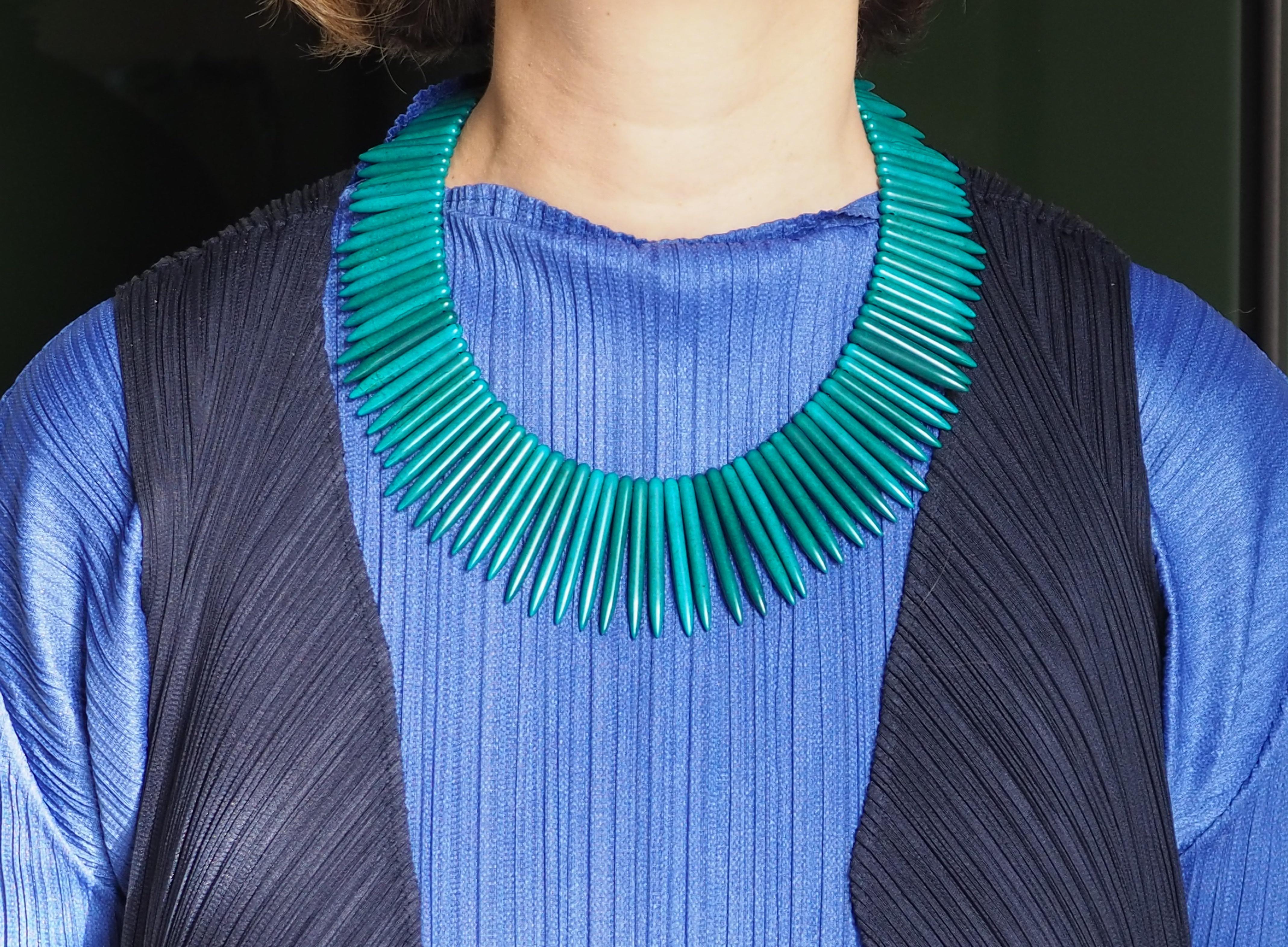 Artist Amazonite Modern Shape Necklace For Sale